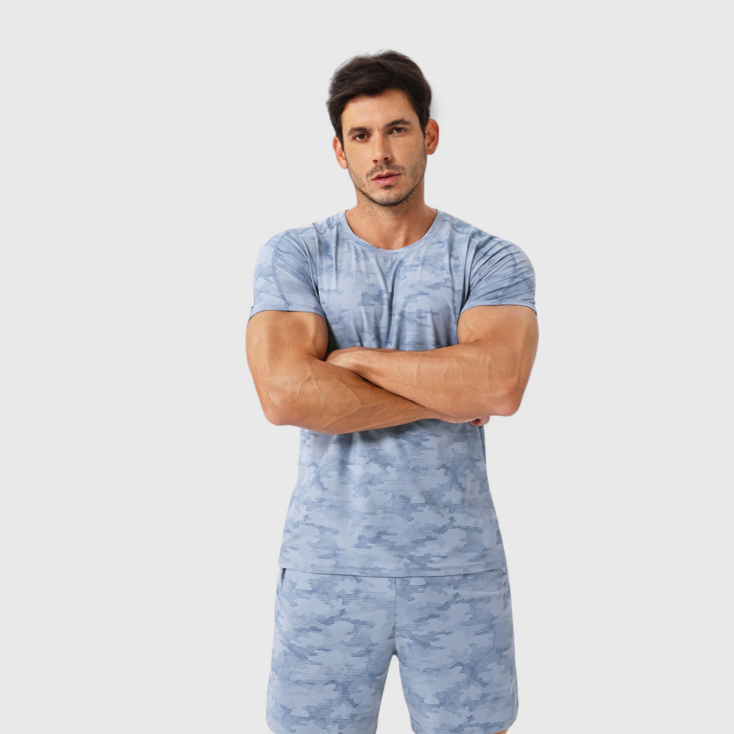 Men's Camo Print Short Sleeve Performance Tee with Quick-Dry Lightweight Stretch Fabric