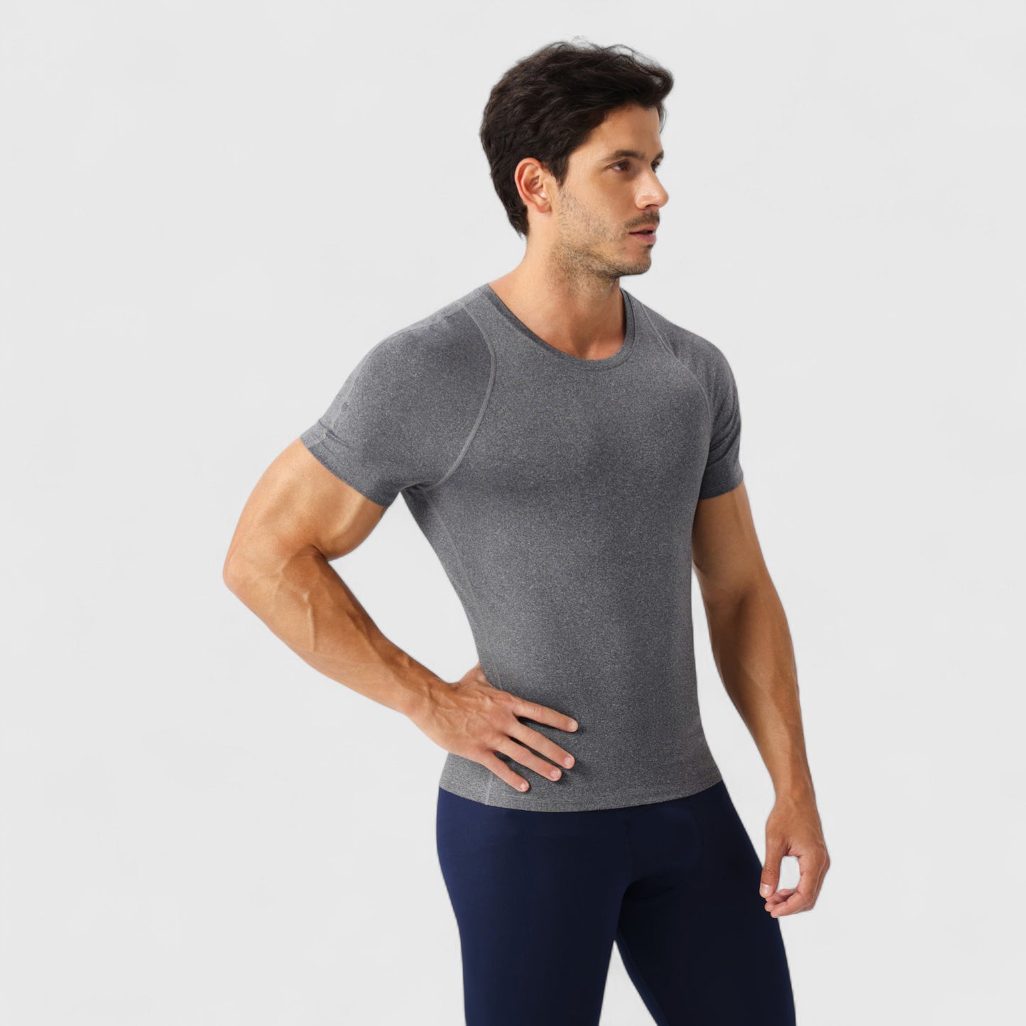 Men's Fitted Short Sleeve Performance T-Shirt with Stretch Fabric and Moisture-Wicking Comfort