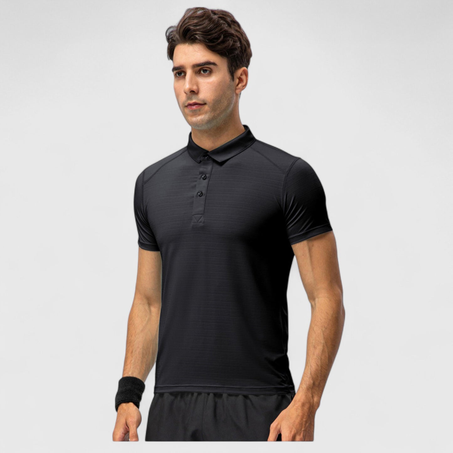Men's Athletic Fit Polo Shirt with Short Sleeves and Three-Button Placket for Casual and Sport Styling