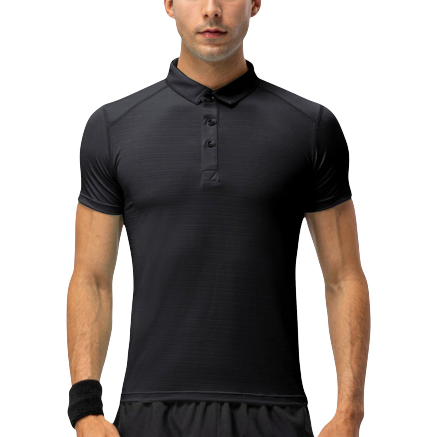 Men's Athletic Fit Polo Shirt with Short Sleeves and Three-Button Placket for Casual and Sport Styling