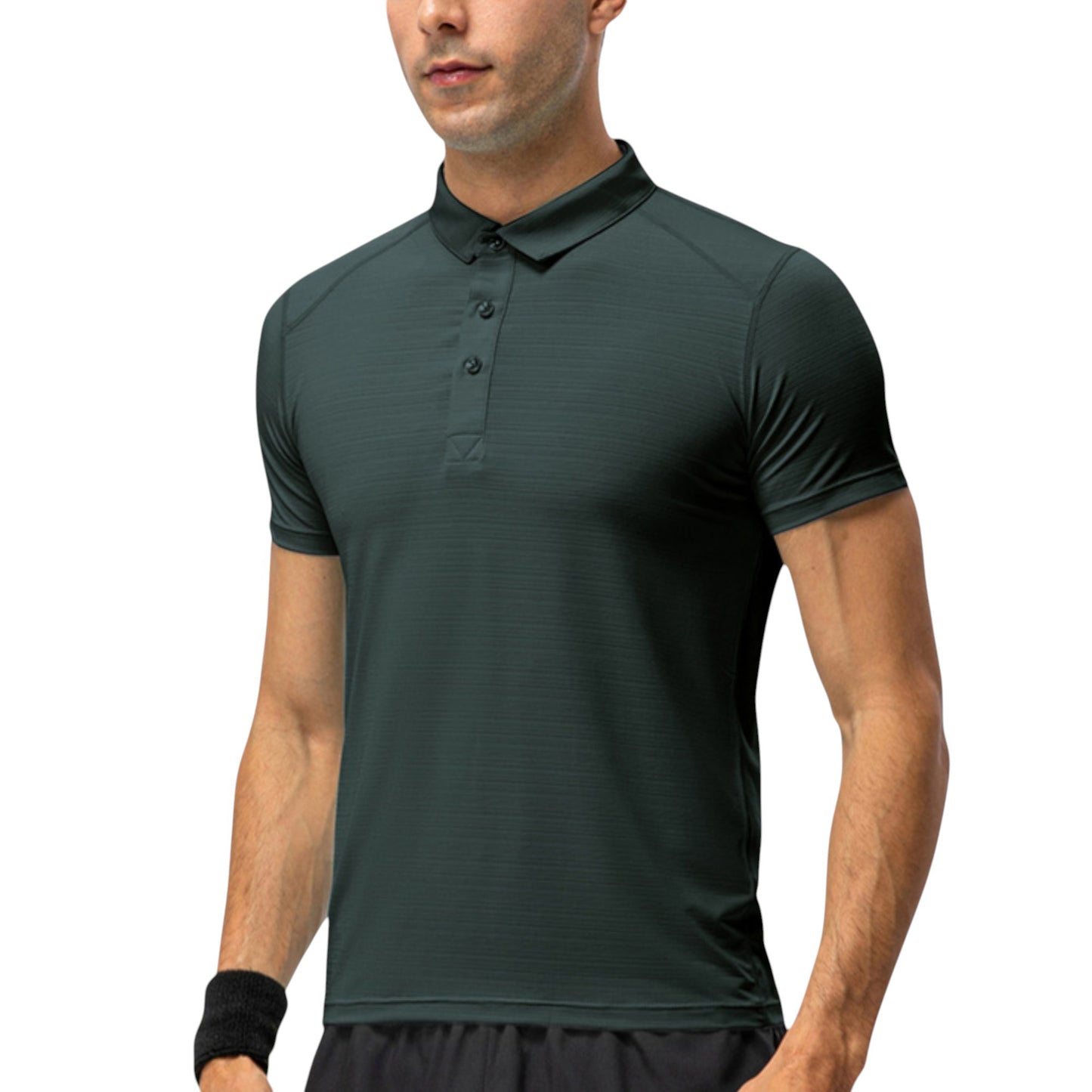 Men's Athletic Fit Polo Shirt with Short Sleeves and Three-Button Placket for Casual and Sport Styling