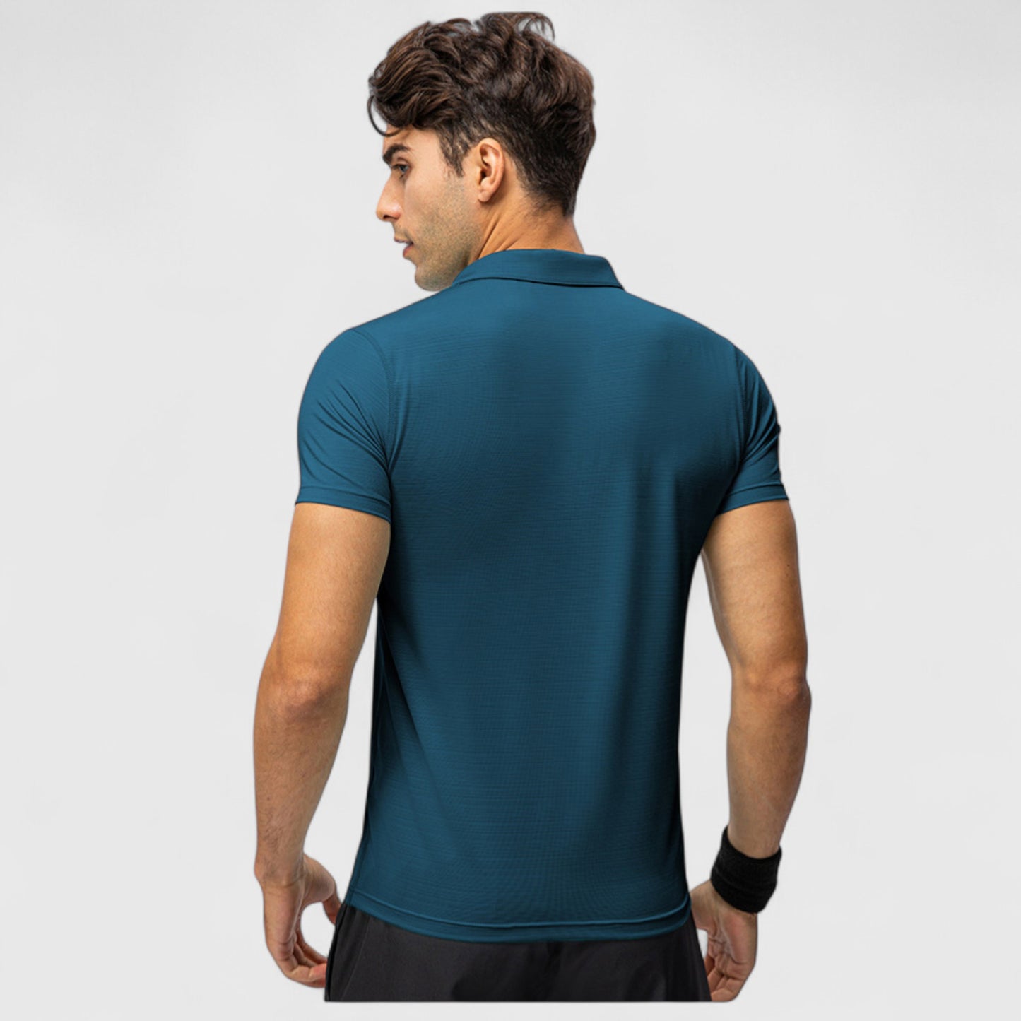 Men's Athletic Fit Polo Shirt with Short Sleeves and Three-Button Placket for Casual and Sport Styling