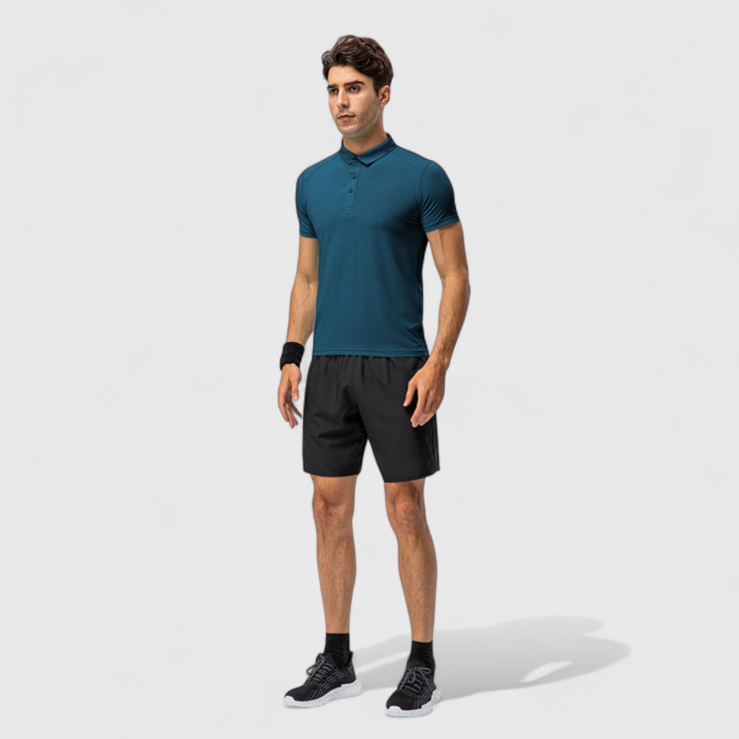 Men's Athletic Fit Polo Shirt with Short Sleeves and Three-Button Placket for Casual and Sport Styling