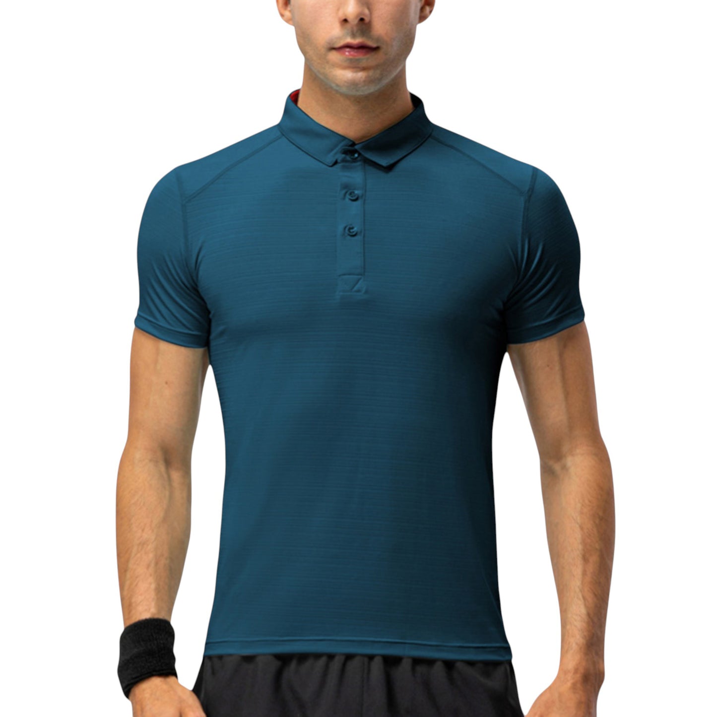 Men's Athletic Fit Polo Shirt with Short Sleeves and Three-Button Placket for Casual and Sport Styling