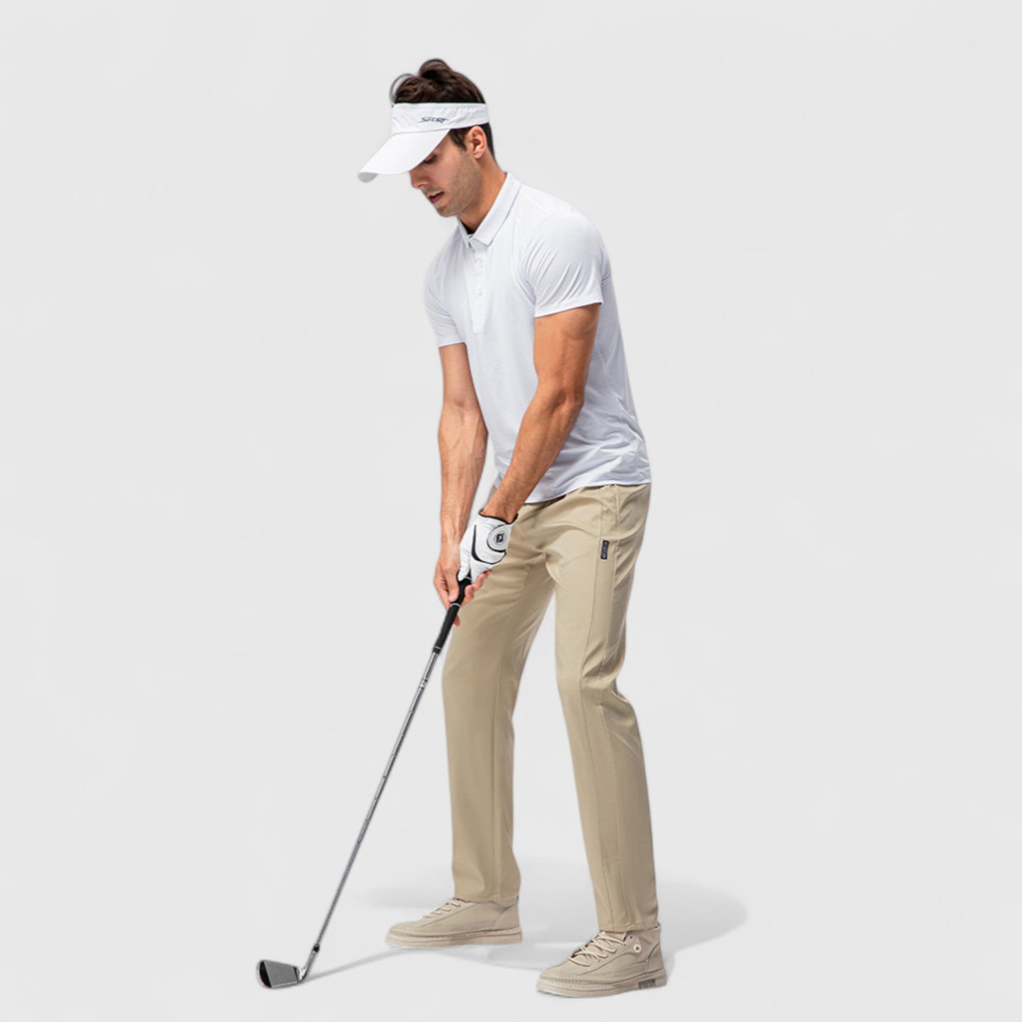 Men's Athletic Fit Polo Shirt with Short Sleeves and Three-Button Placket for Casual and Sport Styling