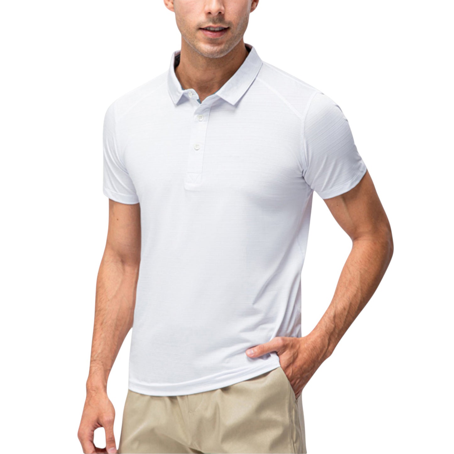 Men's Athletic Fit Polo Shirt with Short Sleeves and Three-Button Placket for Casual and Sport Styling