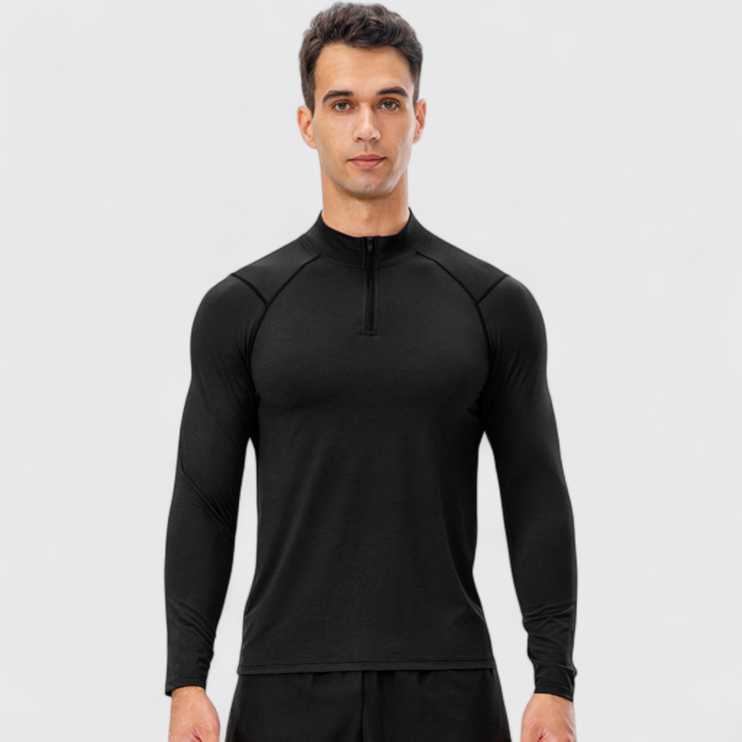 Men's Long Sleeve Quarter Zip Top with Athletic Fit and Raglan Sleeves for Training or Casual Wear