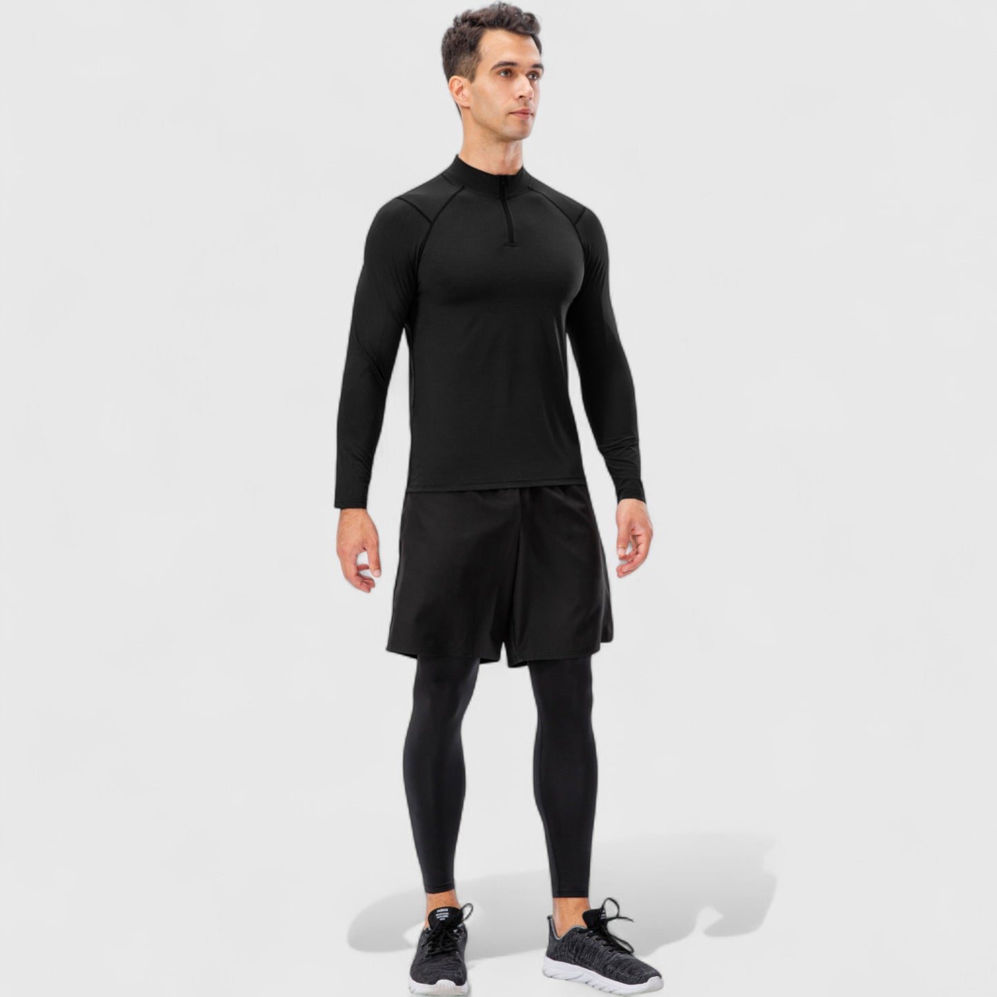 Men's Long Sleeve Quarter Zip Top with Athletic Fit and Raglan Sleeves for Training or Casual Wear