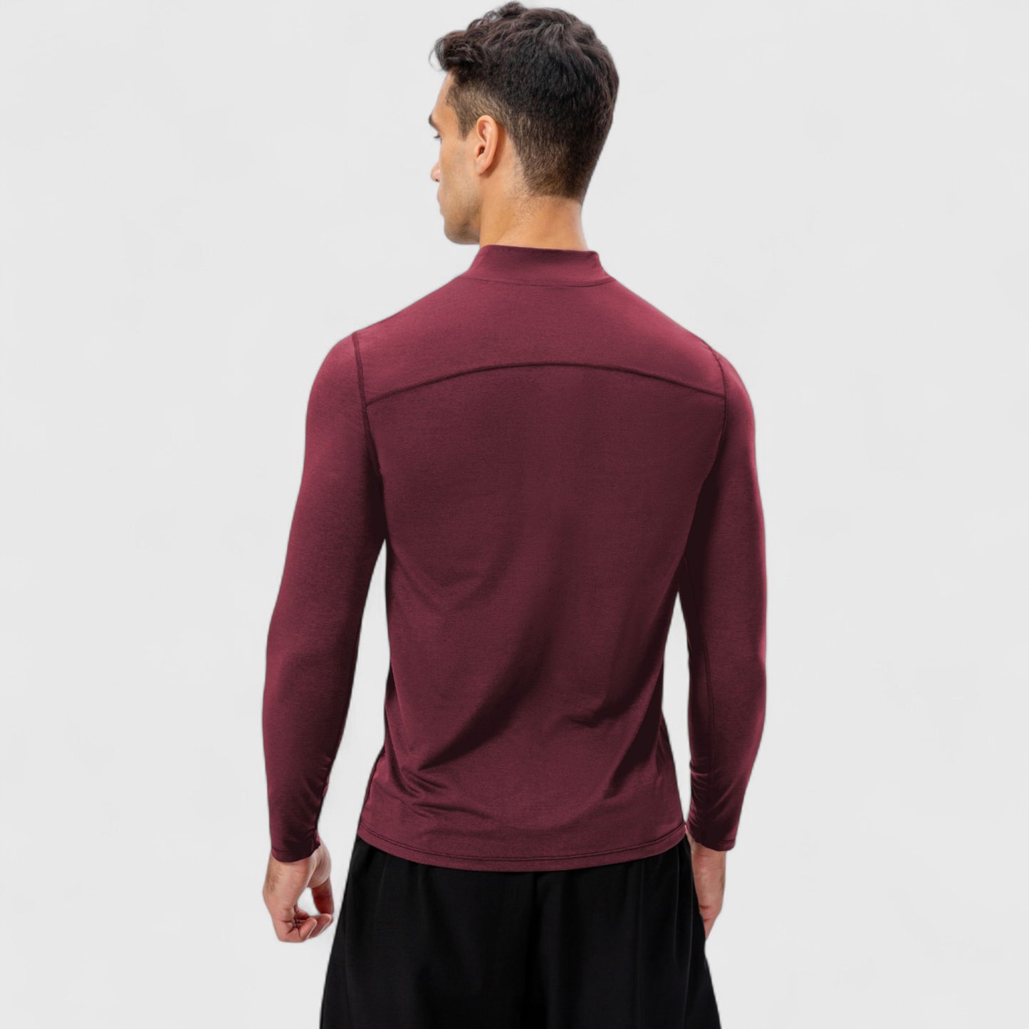 Men's Long Sleeve Quarter Zip Top with Athletic Fit and Raglan Sleeves for Training or Casual Wear