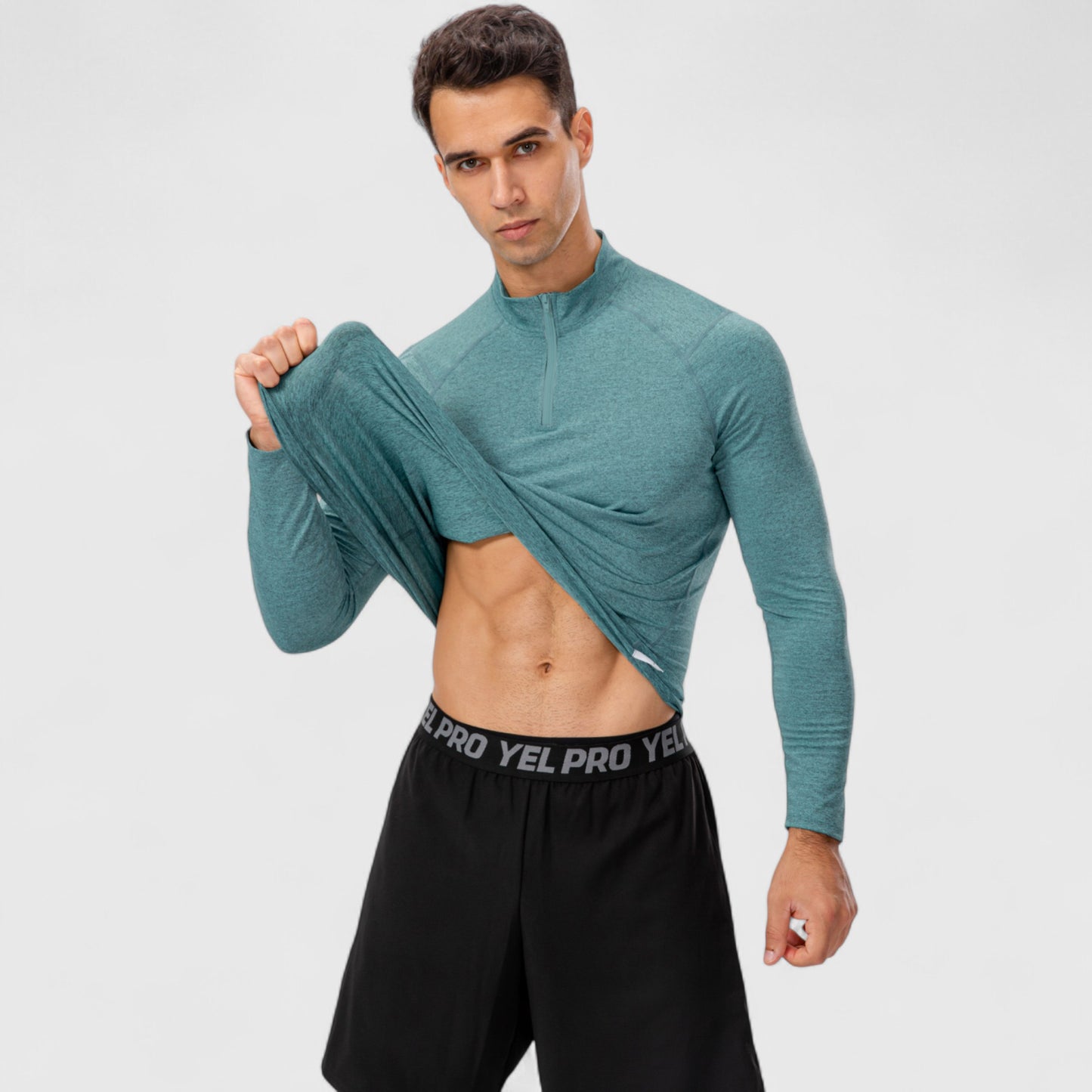 Men's Long Sleeve Quarter Zip Top with Athletic Fit and Raglan Sleeves for Training or Casual Wear
