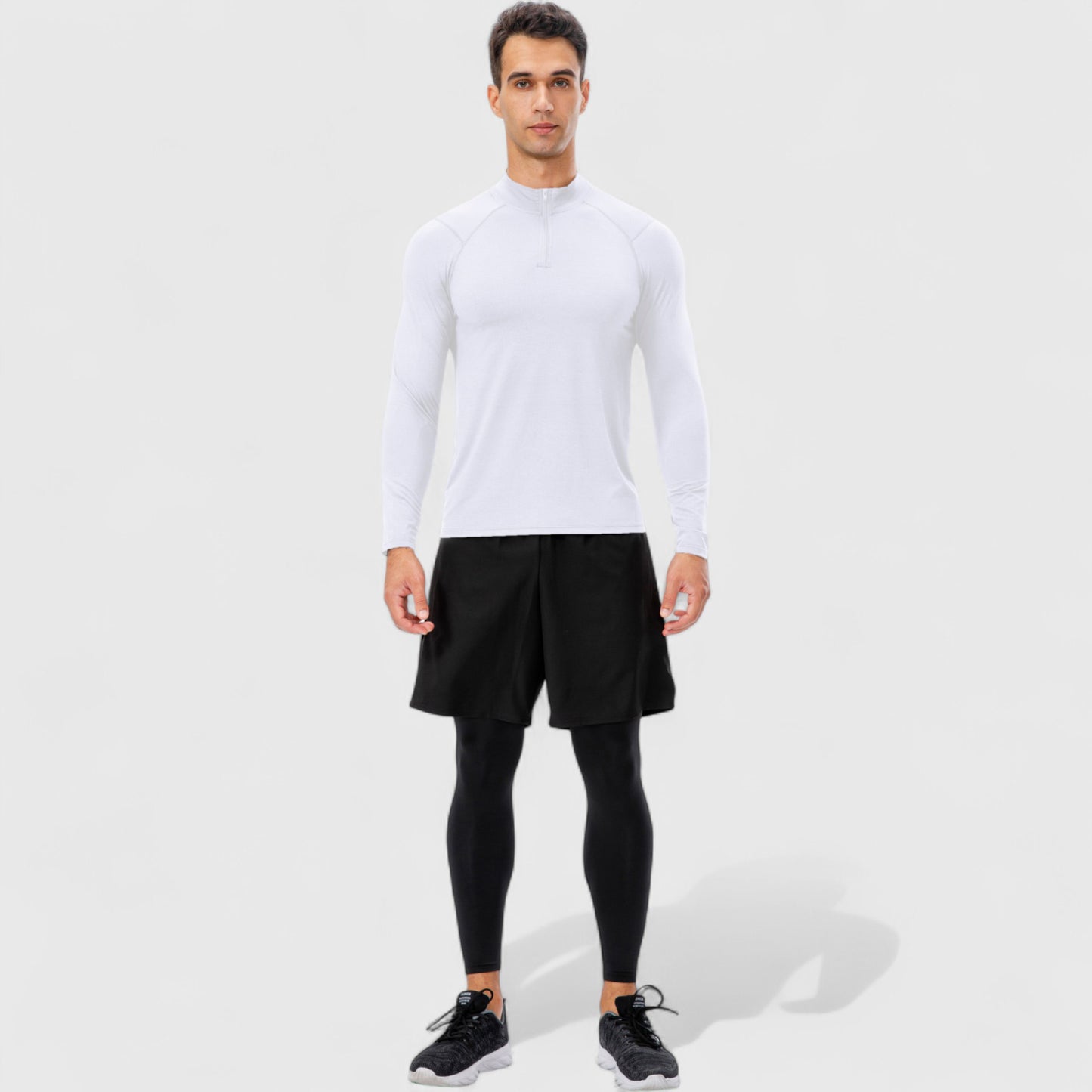 Men's Long Sleeve Quarter Zip Top with Athletic Fit and Raglan Sleeves for Training or Casual Wear