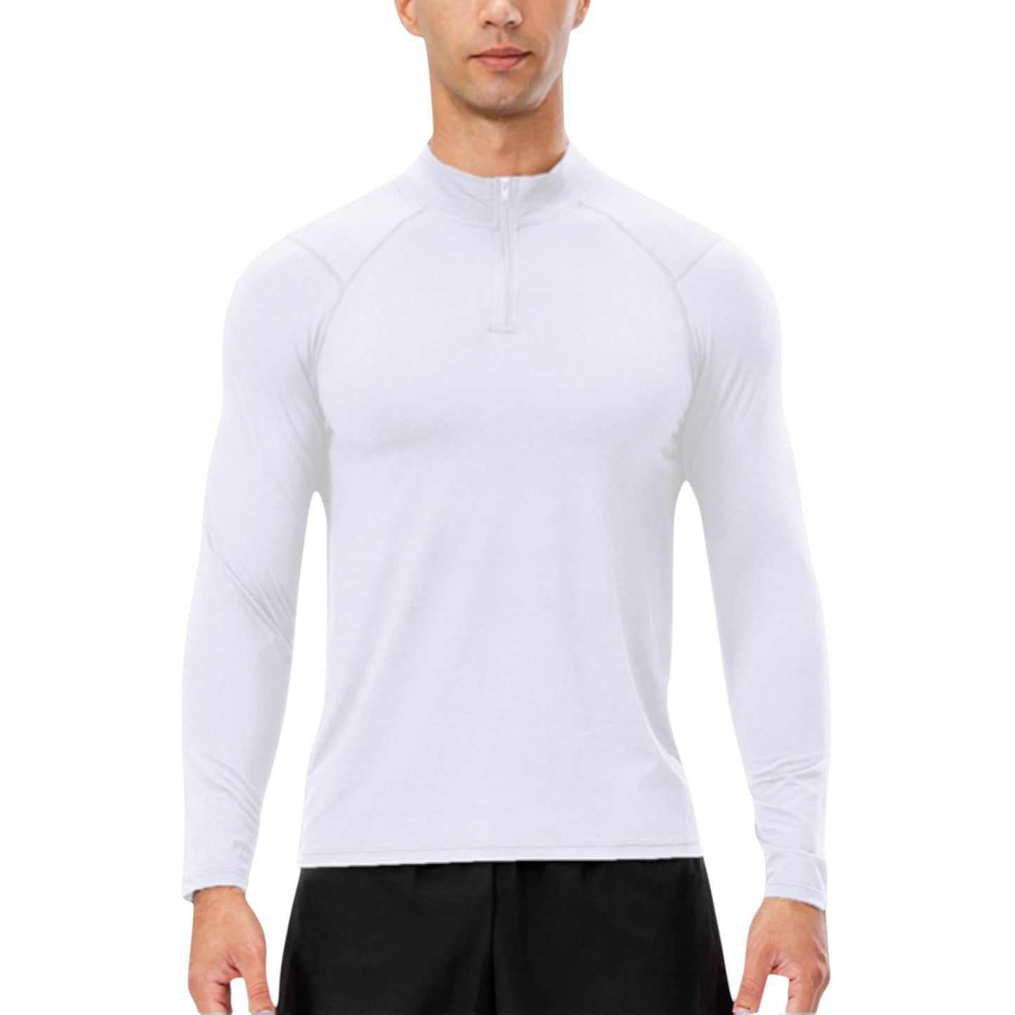 Men's Long Sleeve Quarter Zip Top with Athletic Fit and Raglan Sleeves for Training or Casual Wear