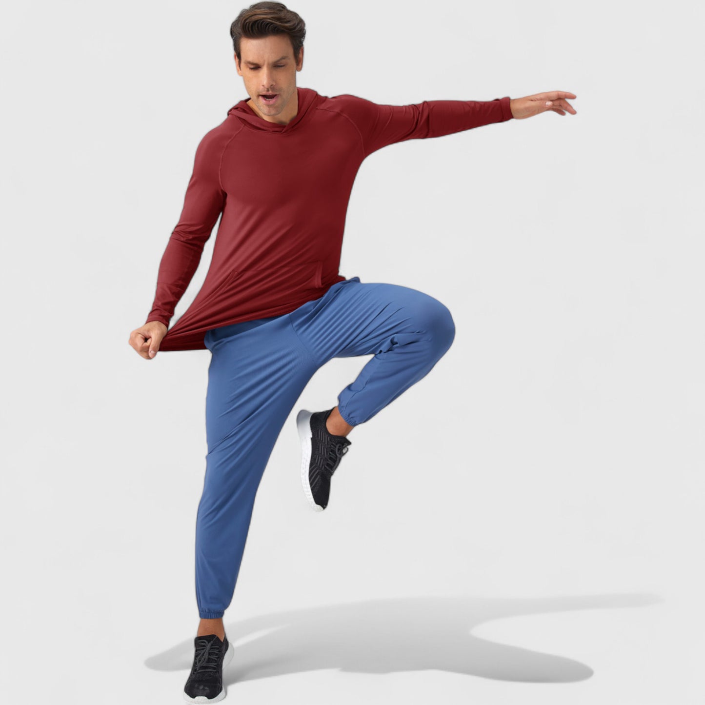 Men's Long Sleeve Pullover Hoodie with Front Kangaroo Pocket and Athletic Fit