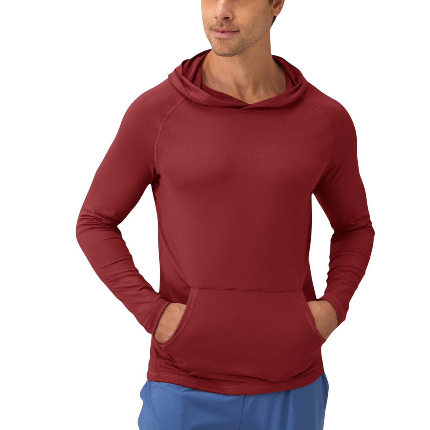 Men's Long Sleeve Pullover Hoodie with Front Kangaroo Pocket and Athletic Fit