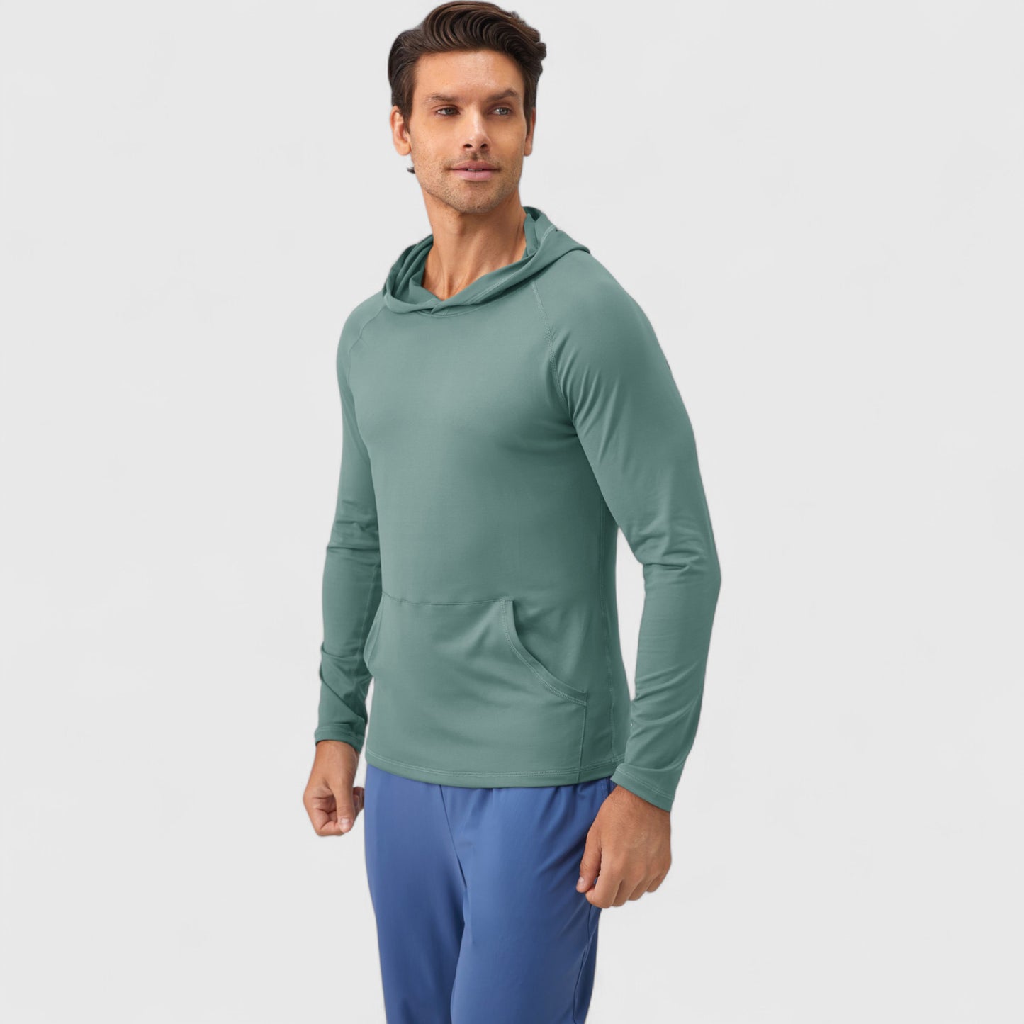Men's Long Sleeve Pullover Hoodie with Front Kangaroo Pocket and Athletic Fit