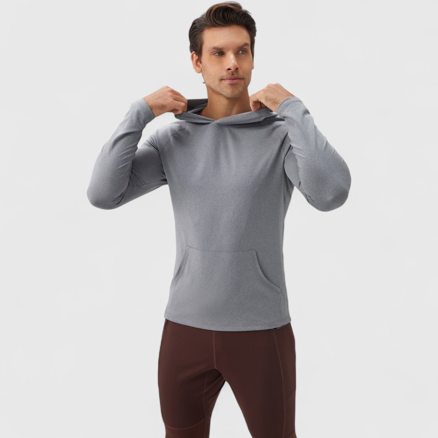 Men's Long Sleeve Pullover Hoodie with Front Kangaroo Pocket and Athletic Fit