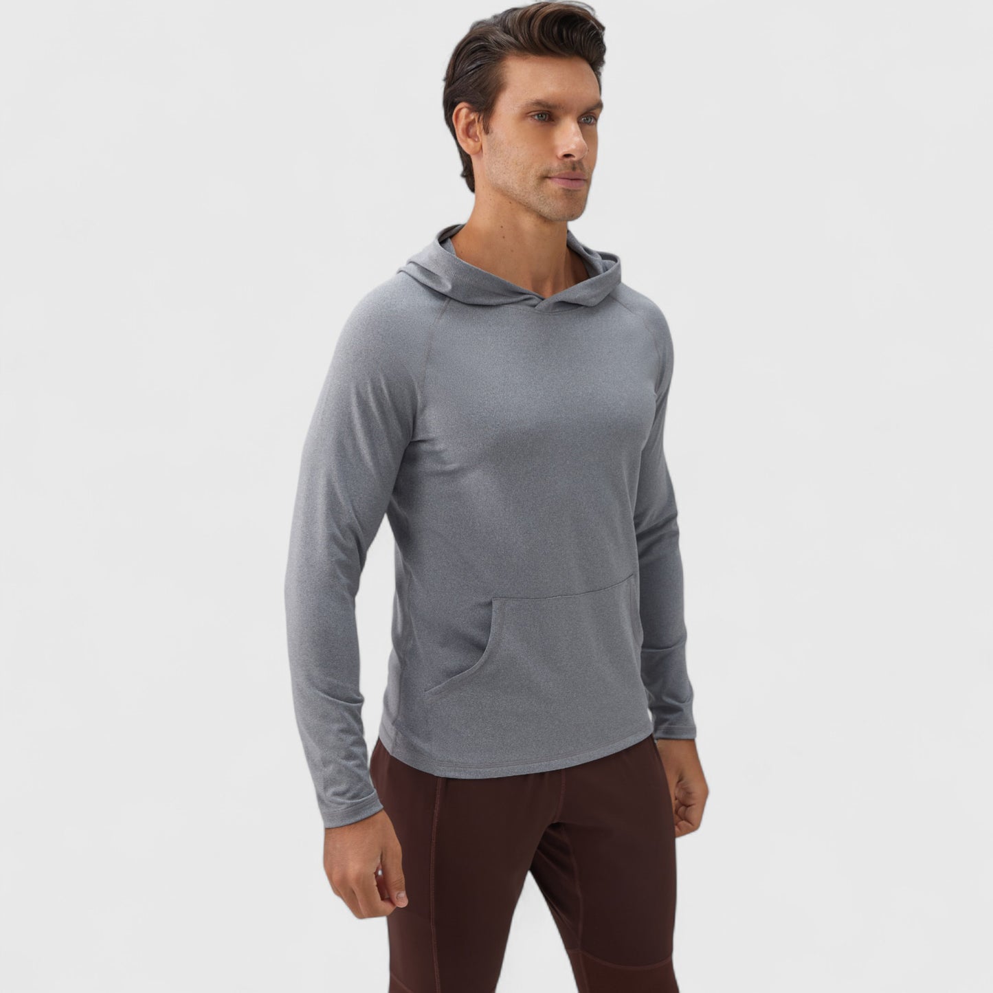 Men's Long Sleeve Pullover Hoodie with Front Kangaroo Pocket and Athletic Fit