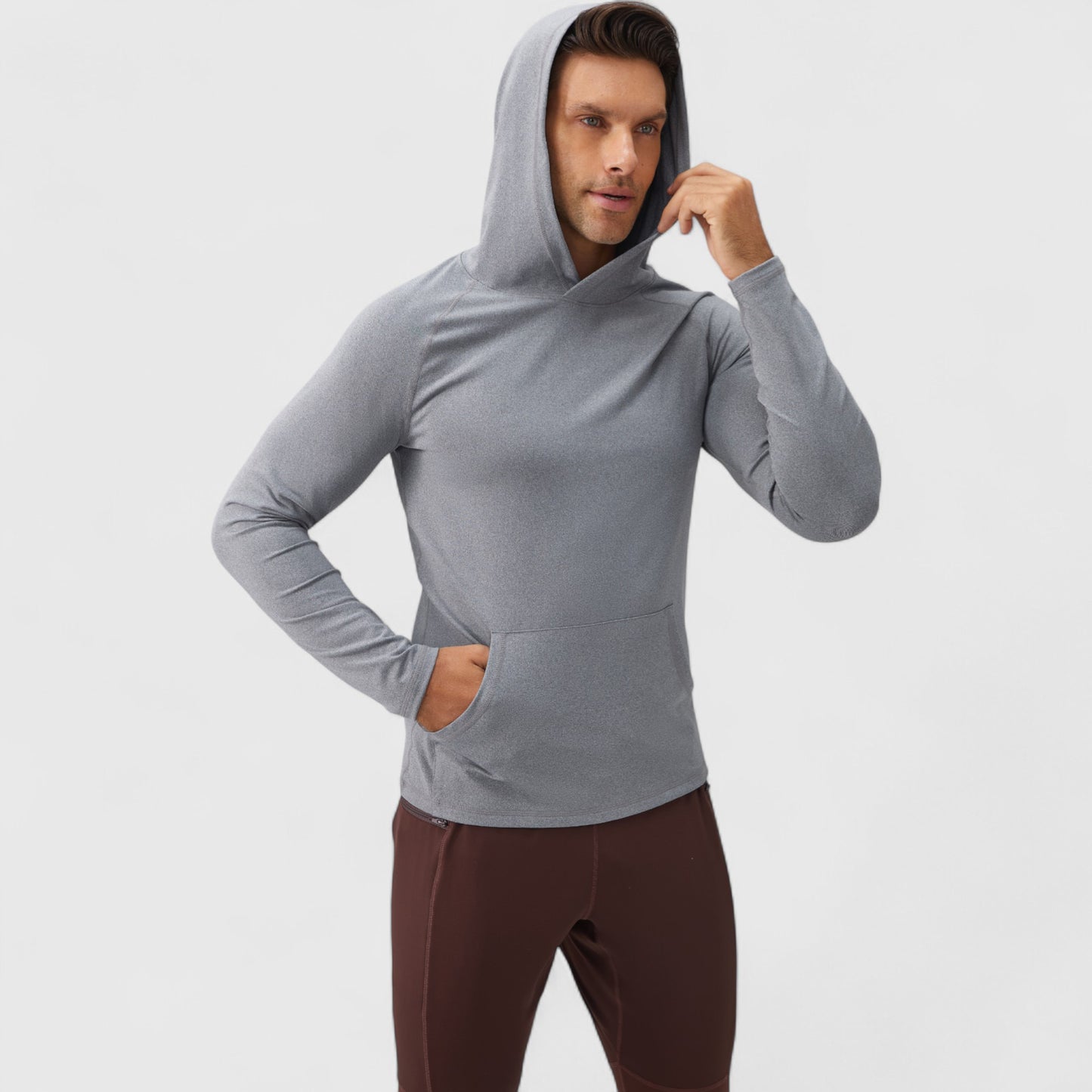 Men's Long Sleeve Pullover Hoodie with Front Kangaroo Pocket and Athletic Fit