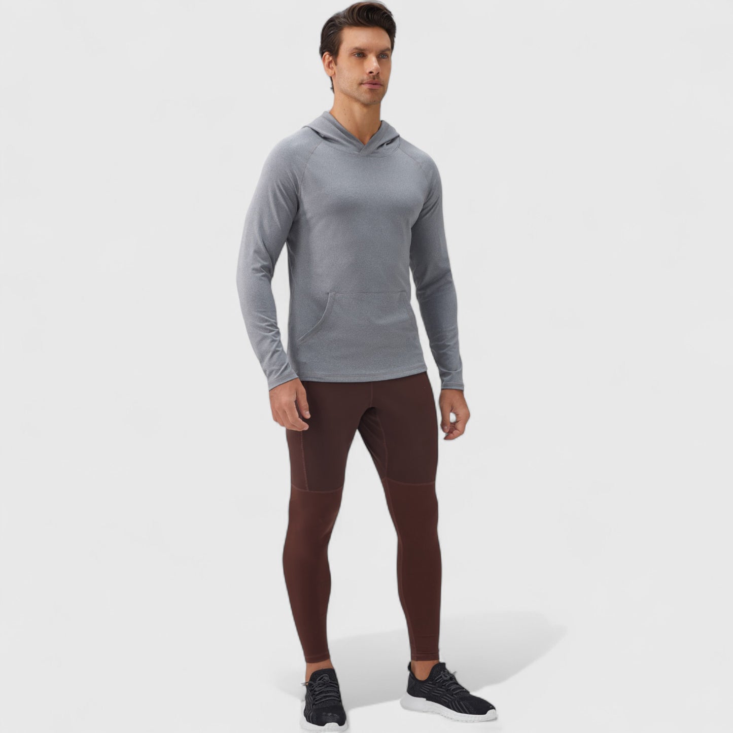 Men's Long Sleeve Pullover Hoodie with Front Kangaroo Pocket and Athletic Fit