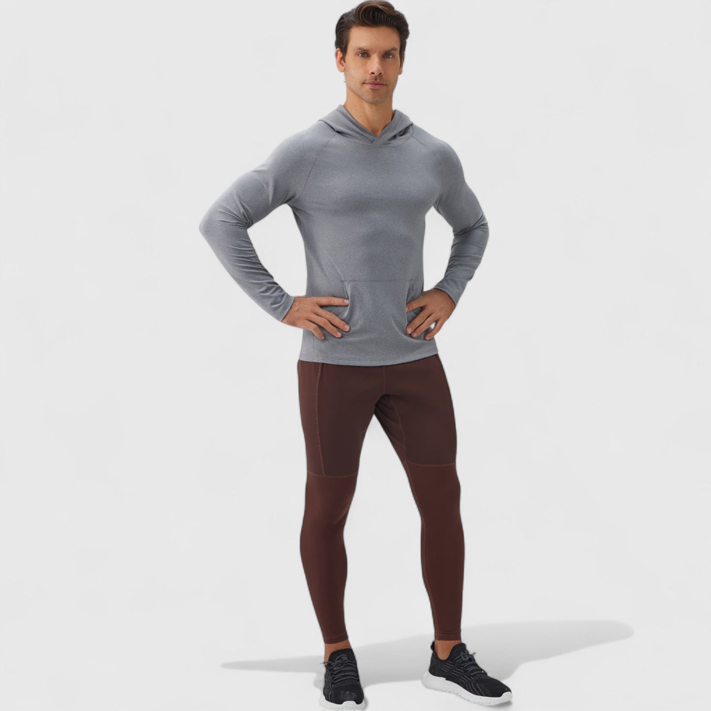 Men's Long Sleeve Pullover Hoodie with Front Kangaroo Pocket and Athletic Fit