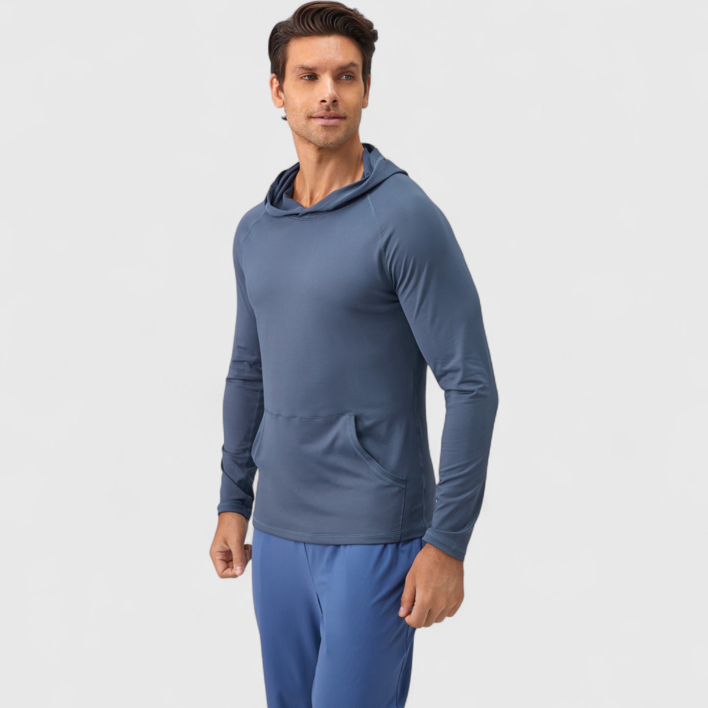 Men's Long Sleeve Pullover Hoodie with Front Kangaroo Pocket and Athletic Fit