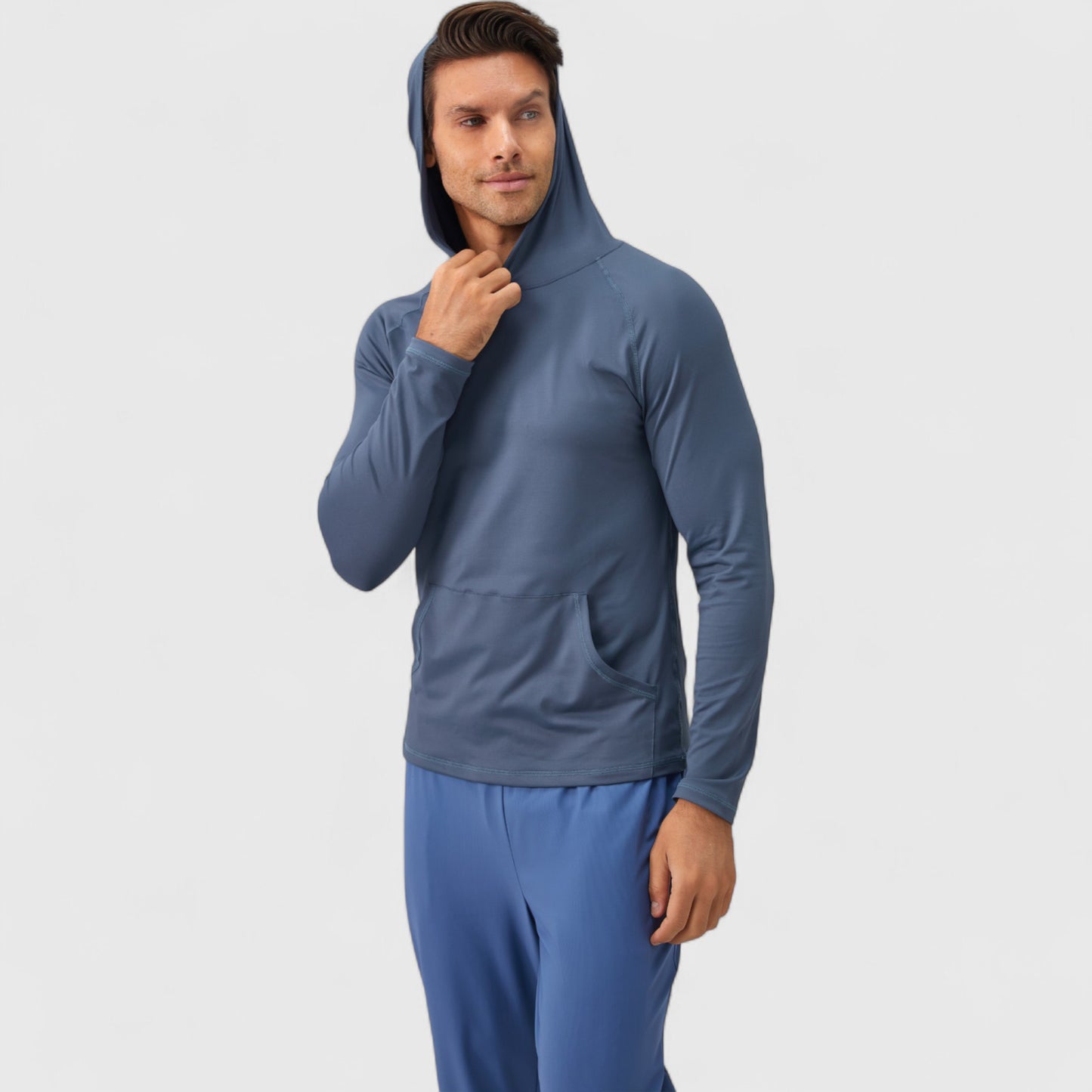 Men's Long Sleeve Pullover Hoodie with Front Kangaroo Pocket and Athletic Fit
