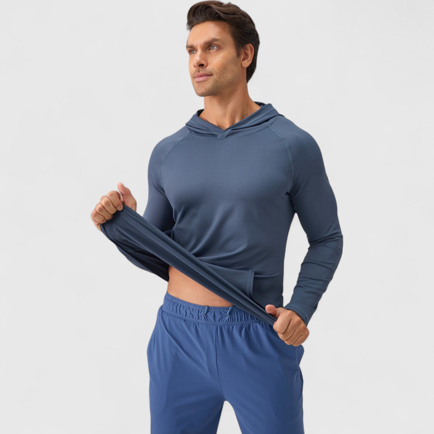 Men's Long Sleeve Pullover Hoodie with Front Kangaroo Pocket and Athletic Fit