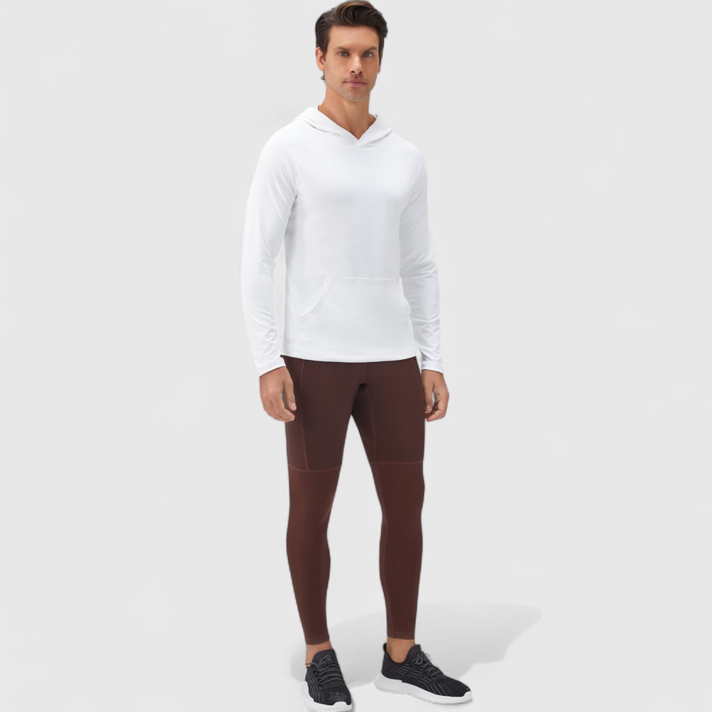Men's Long Sleeve Pullover Hoodie with Front Kangaroo Pocket and Athletic Fit