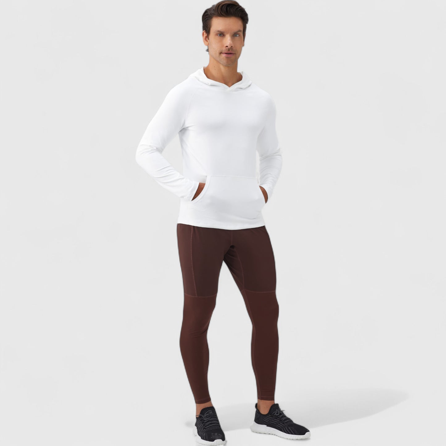 Men's Long Sleeve Pullover Hoodie with Front Kangaroo Pocket and Athletic Fit