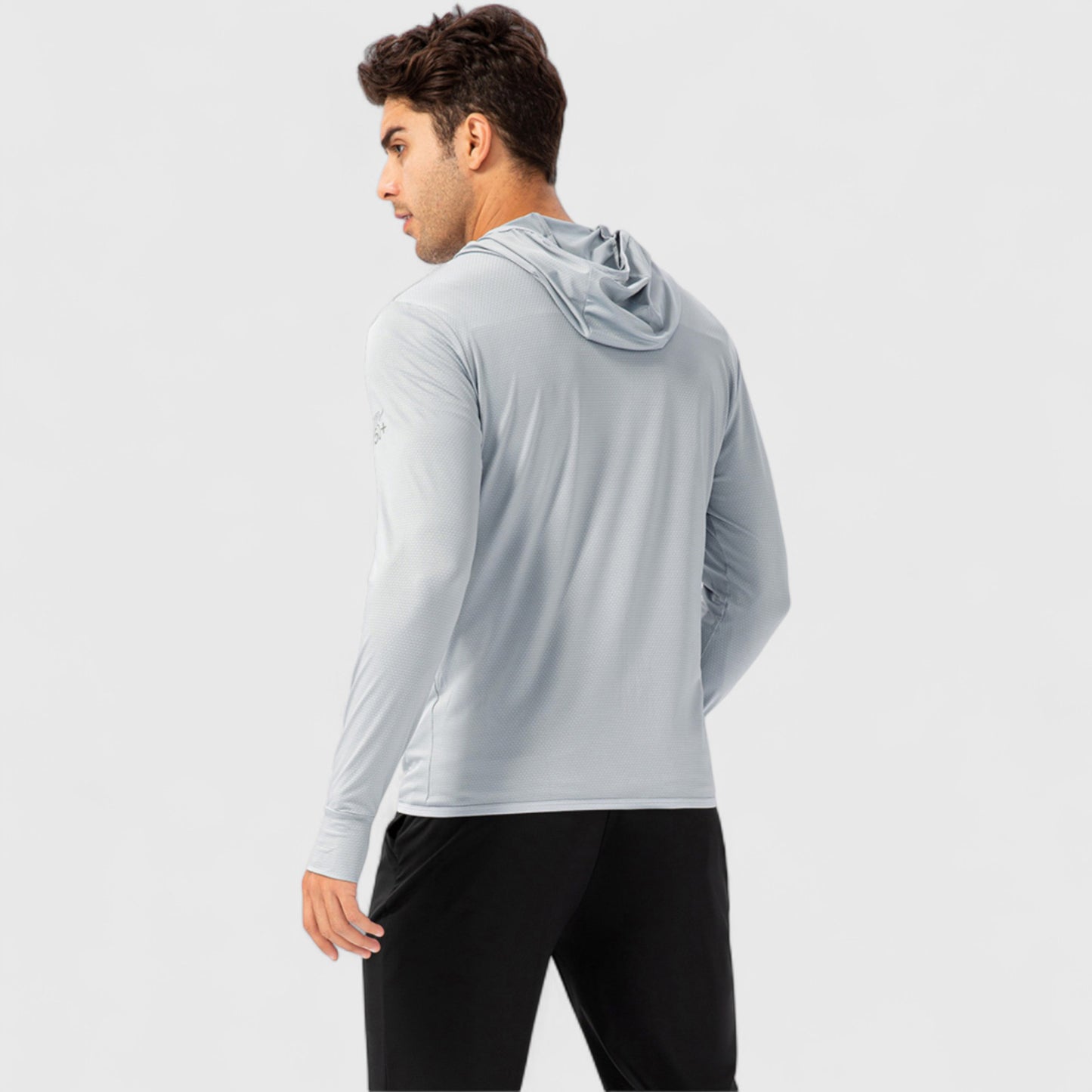 Men's Lightweight Zip-Up Hooded Jacket with Thumbholes and UPF 50+ Protection