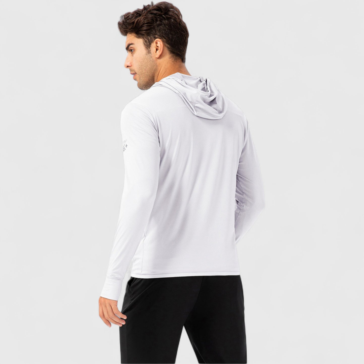 Men's Lightweight Zip-Up Hooded Jacket with Thumbholes and UPF 50+ Protection