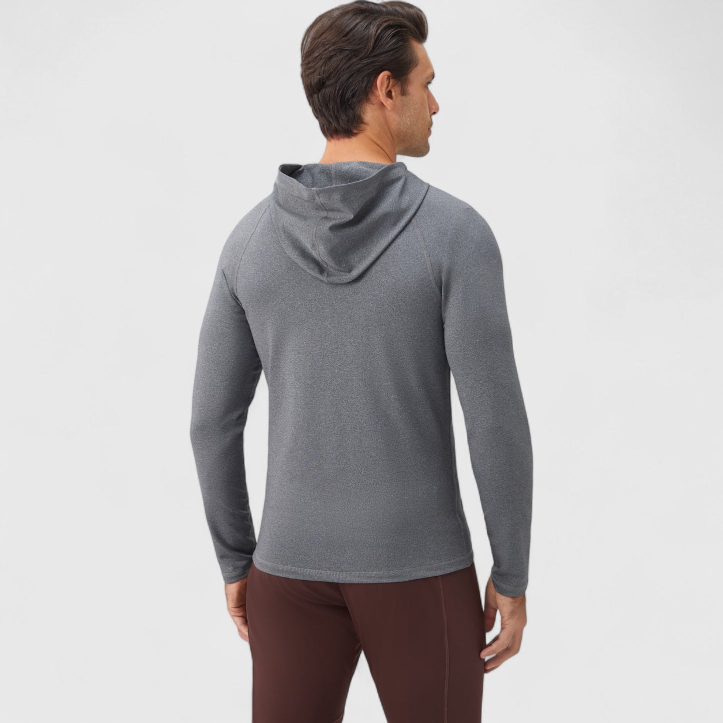 Men's Fitted Full-Zip Hooded Jacket with Front Pockets and Long Sleeves