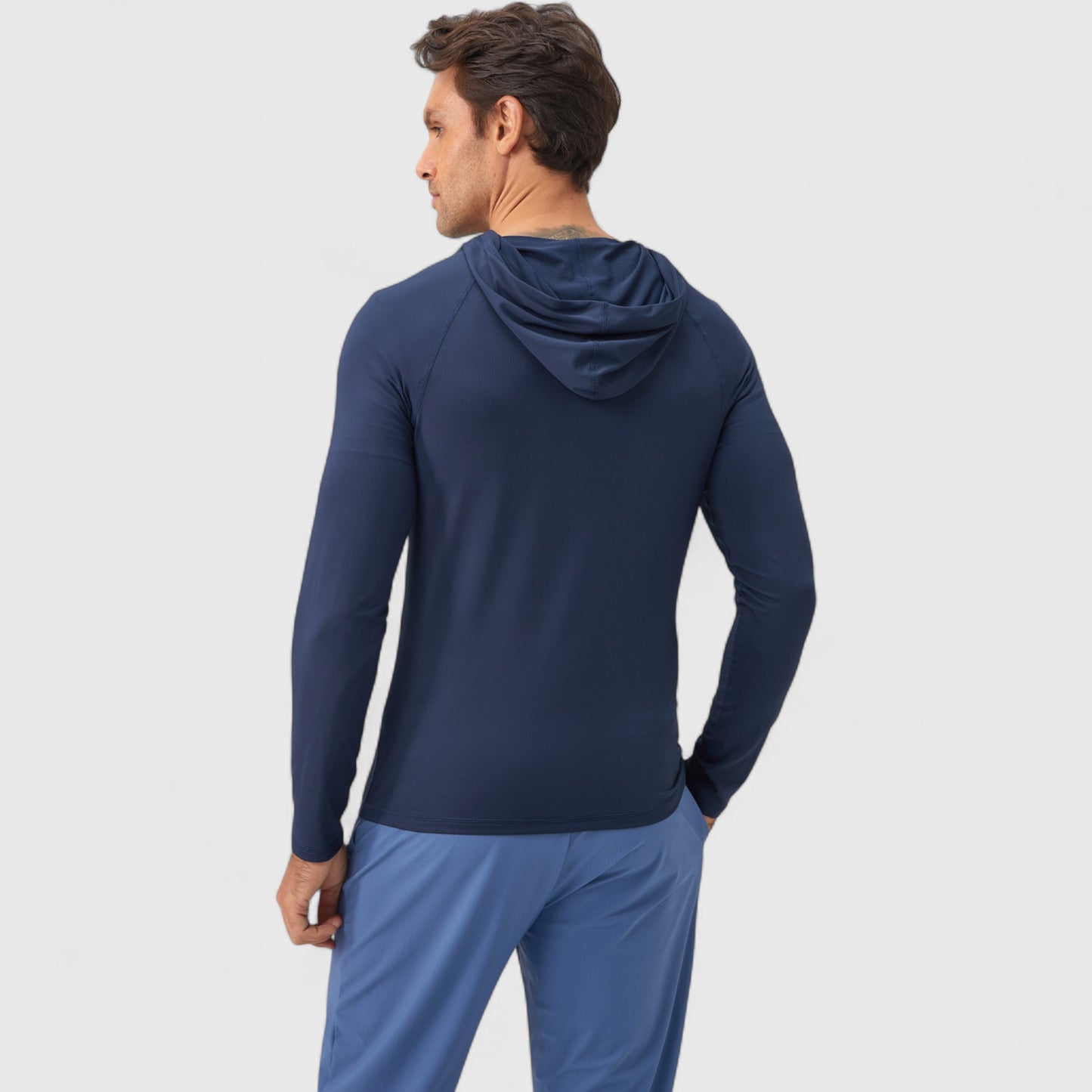 Men's Fitted Full-Zip Hooded Jacket with Front Pockets and Long Sleeves