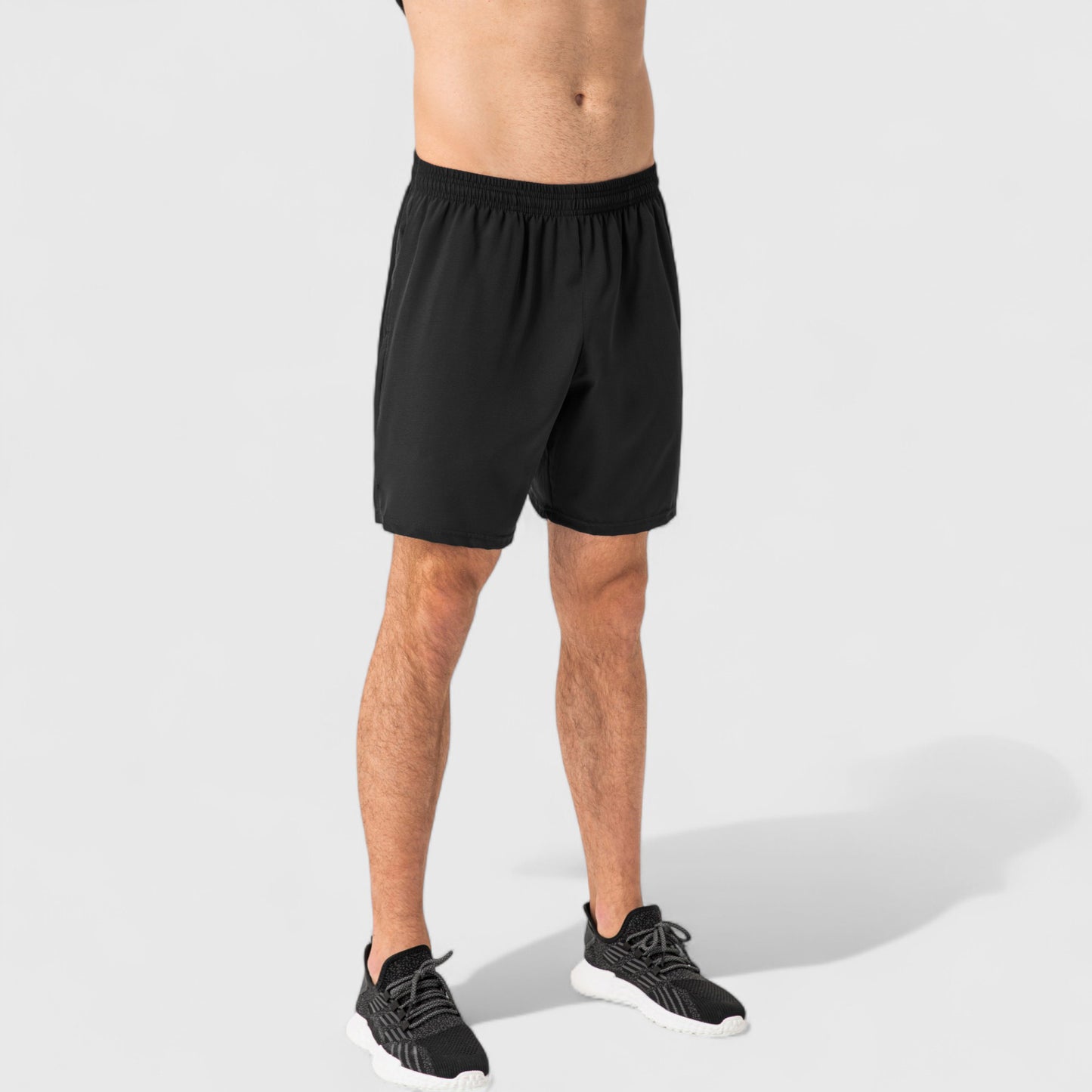 Men's Elastic Waist Athletic Shorts with Above-Knee Length and Relaxed Fit Design