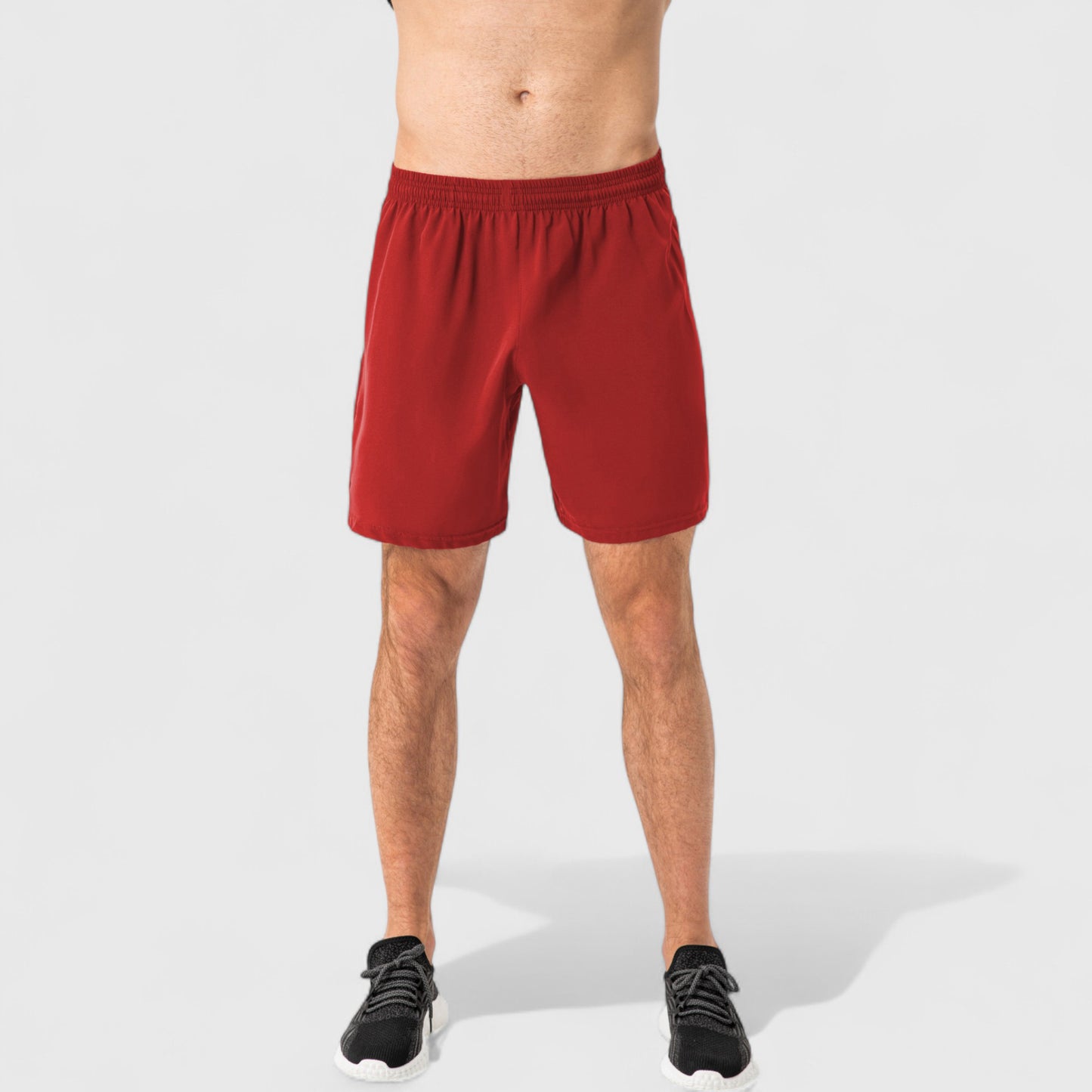Men's Elastic Waist Athletic Shorts with Above-Knee Length and Relaxed Fit Design