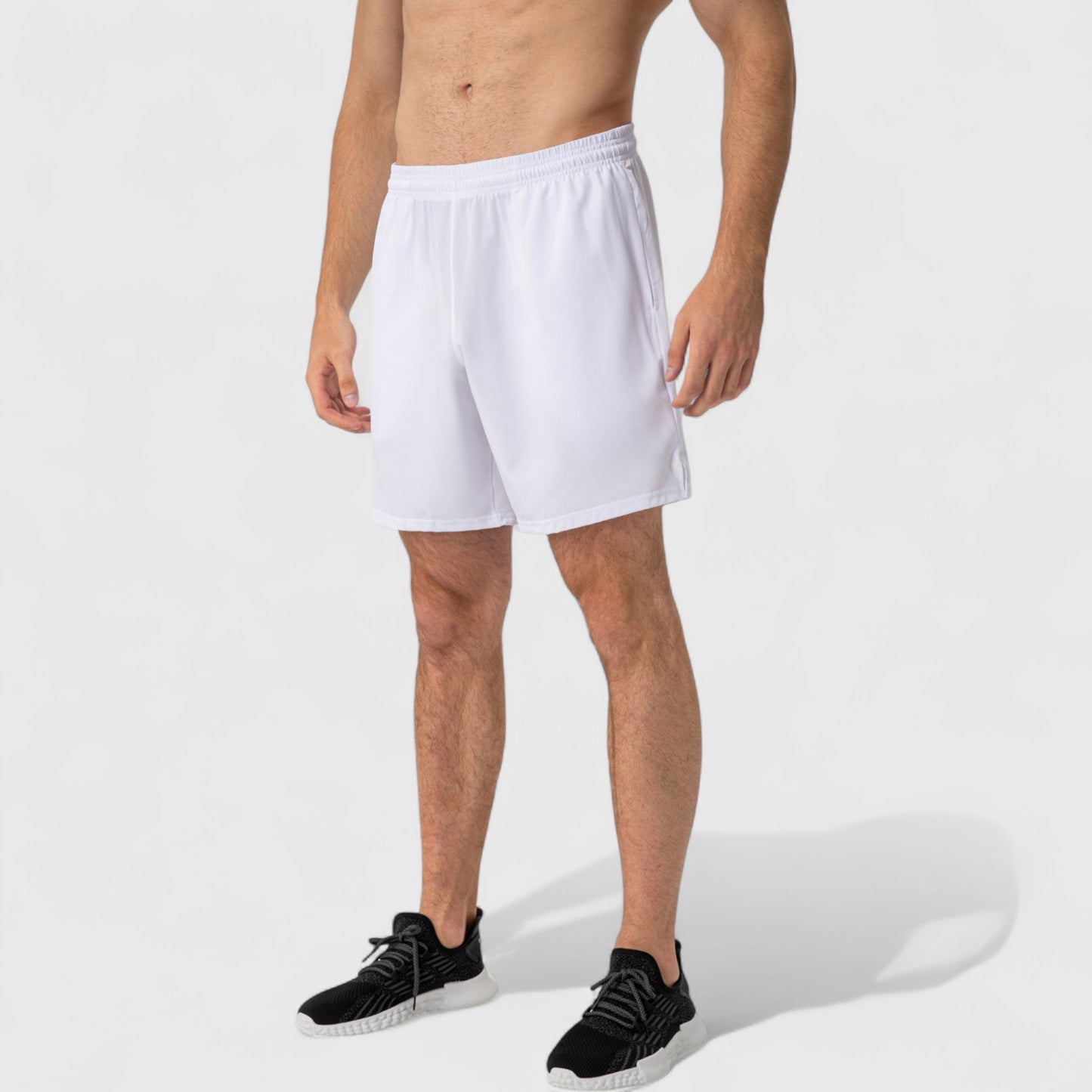 Men's Elastic Waist Athletic Shorts with Above-Knee Length and Relaxed Fit Design