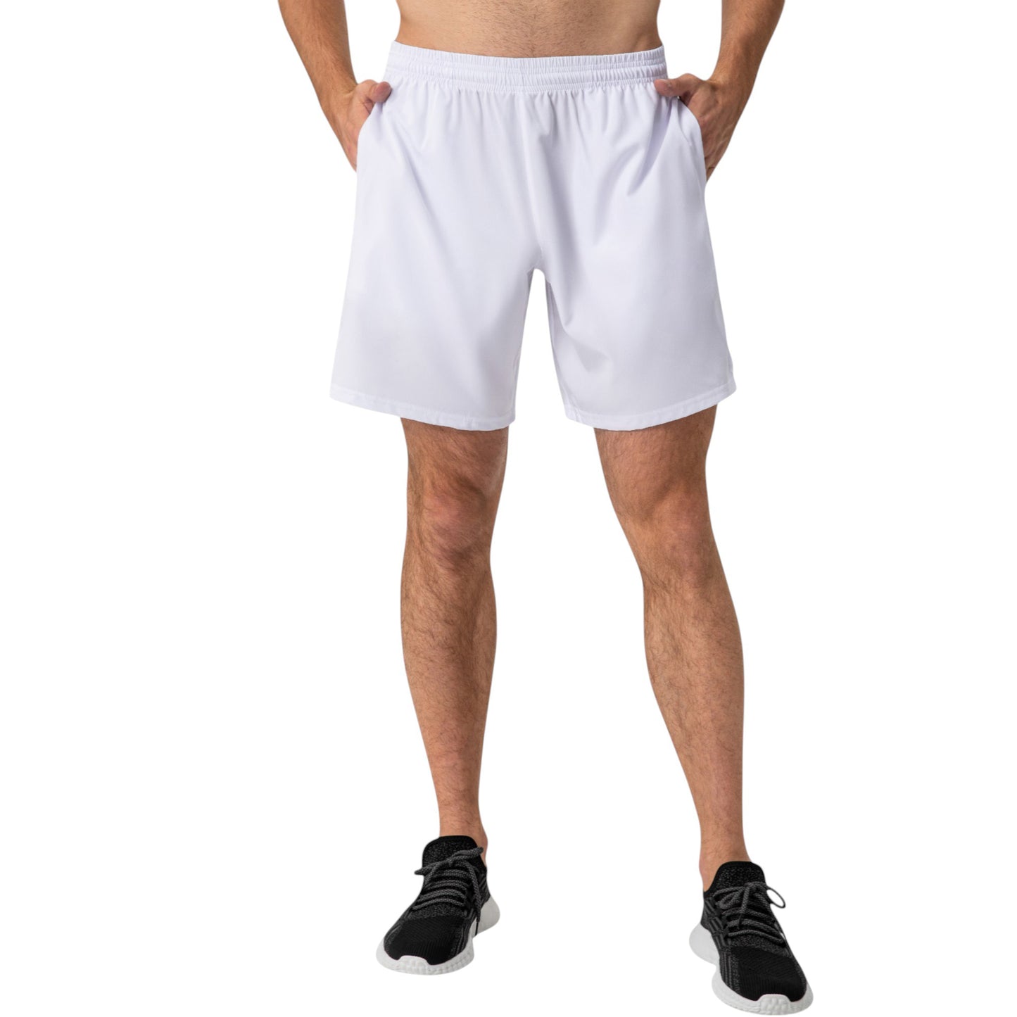 Men's Elastic Waist Athletic Shorts with Above-Knee Length and Relaxed Fit Design
