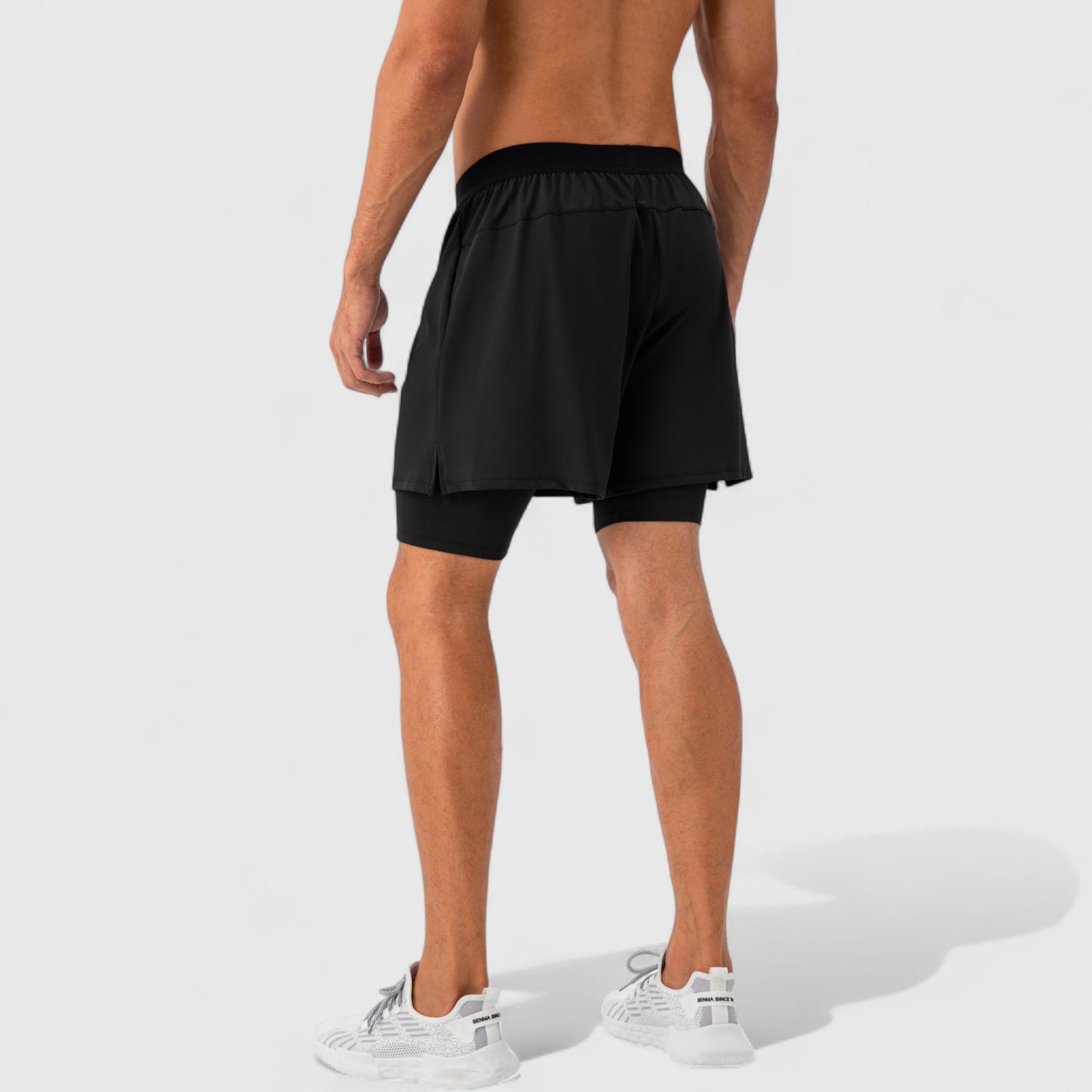 Men's 2-in-1 Training Shorts with Inner Compression Layer and Elastic Waistband