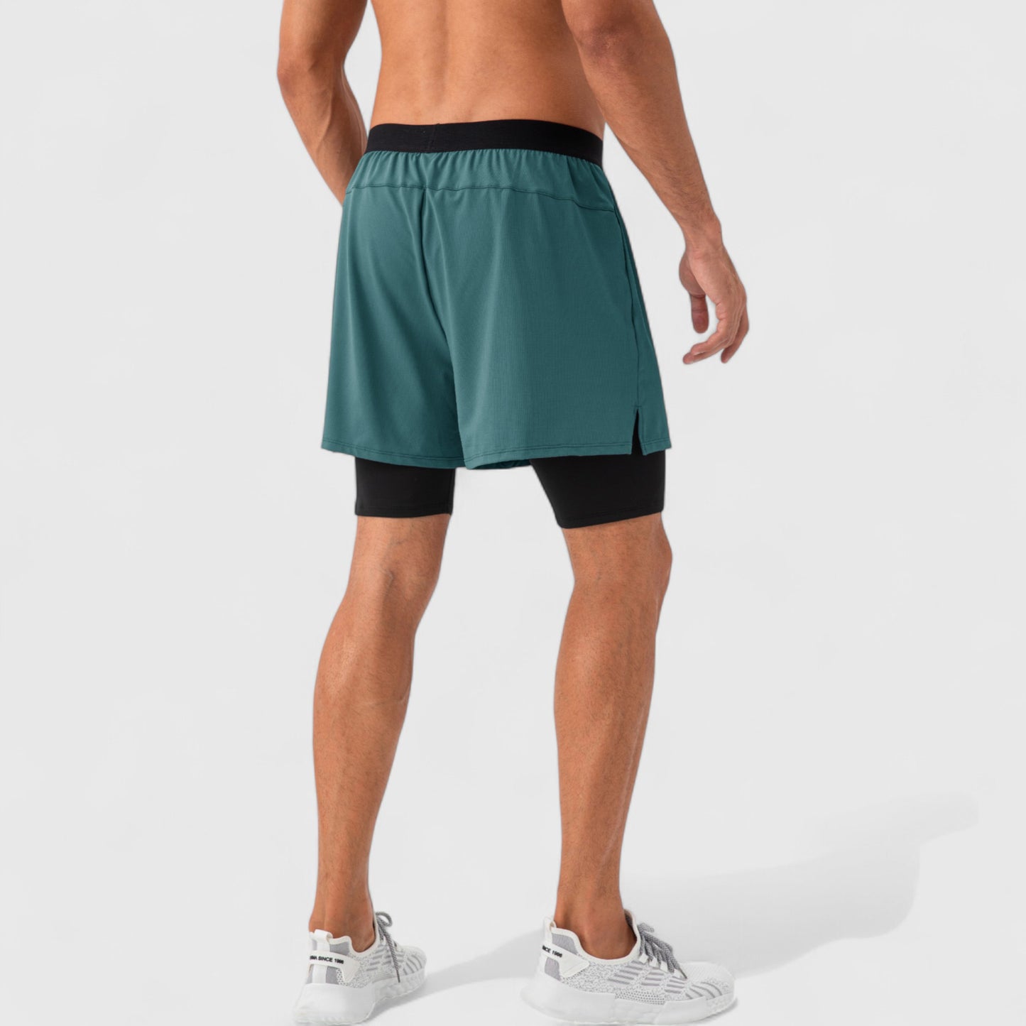 Men's 2-in-1 Training Shorts with Inner Compression Layer and Elastic Waistband