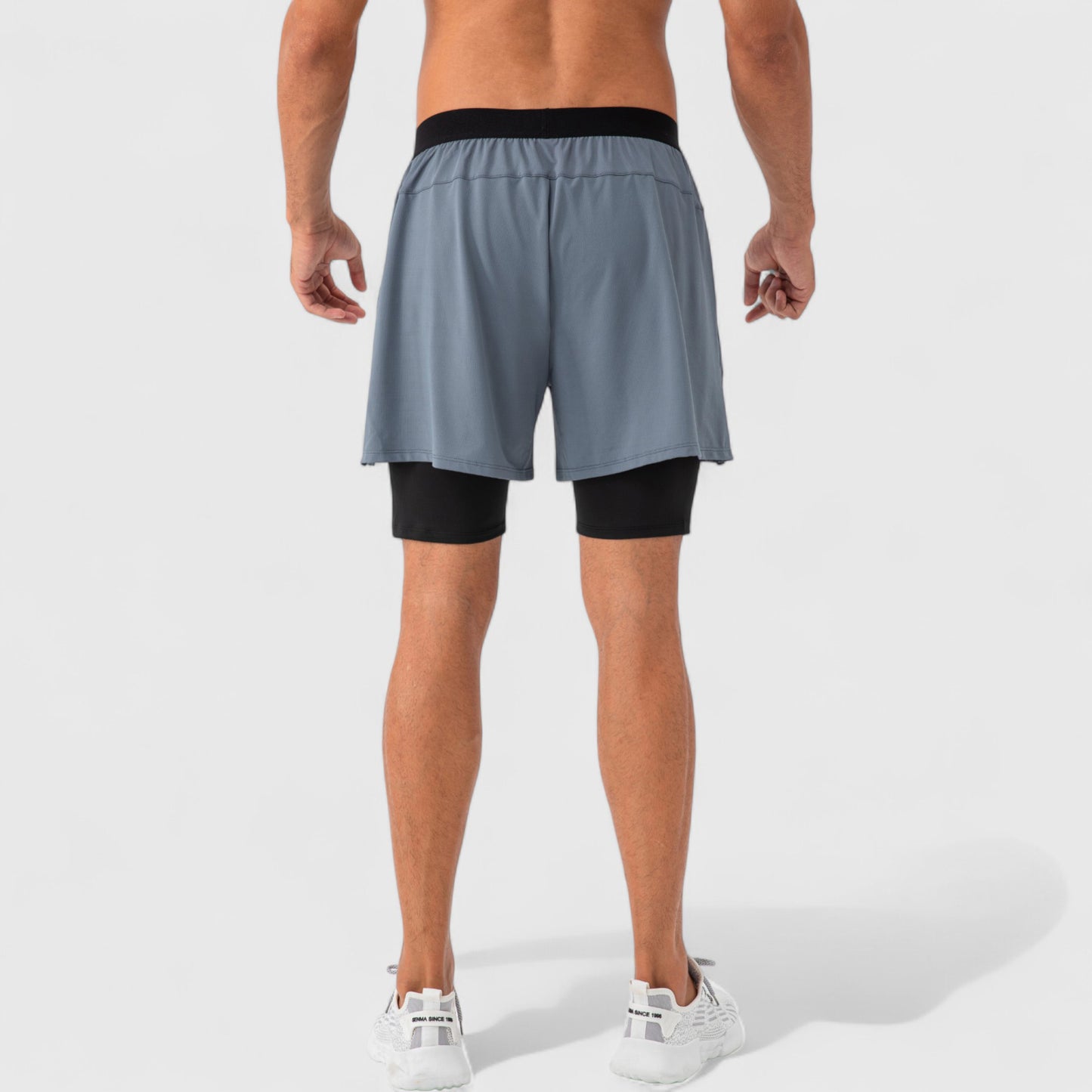 Men's 2-in-1 Training Shorts with Inner Compression Layer and Elastic Waistband