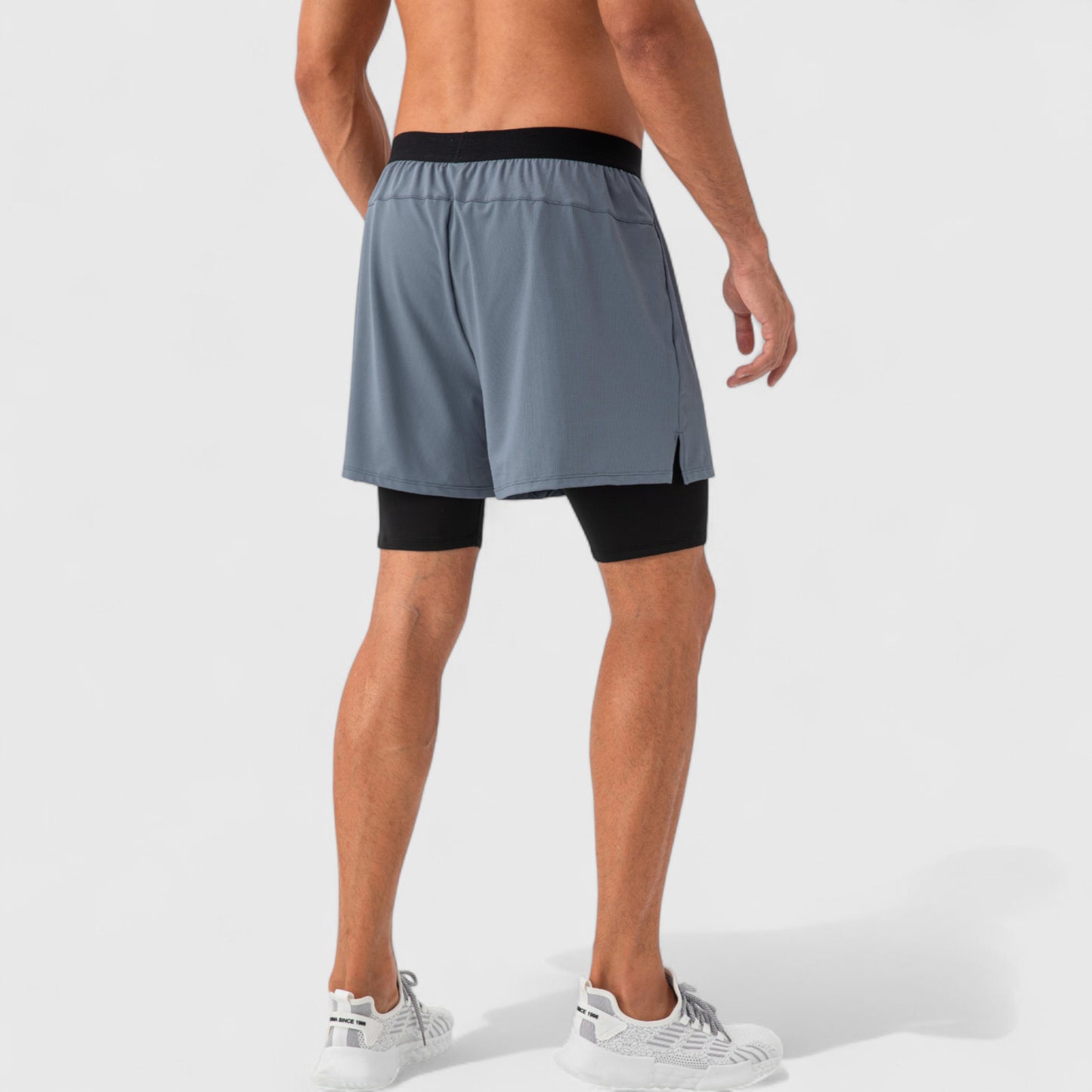 Men's 2-in-1 Training Shorts with Inner Compression Layer and Elastic Waistband