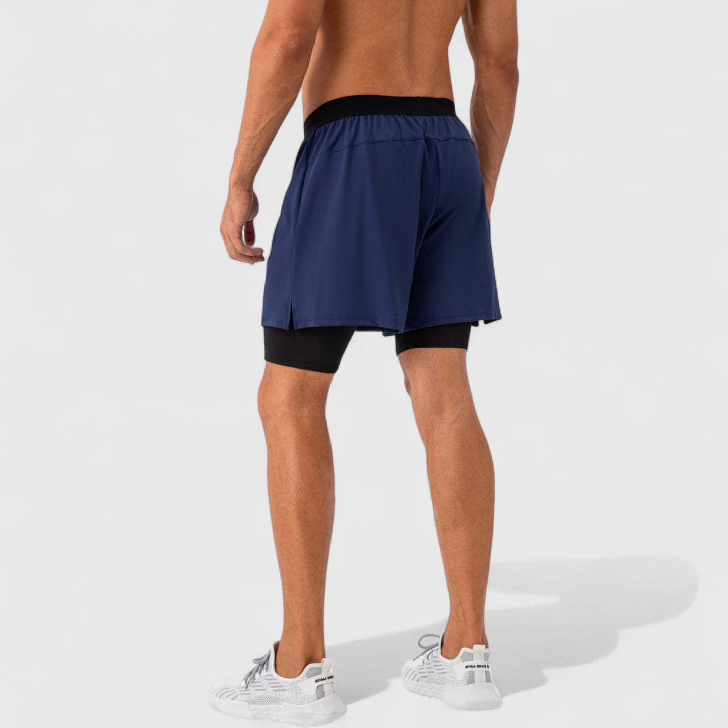 Men's 2-in-1 Training Shorts with Inner Compression Layer and Elastic Waistband