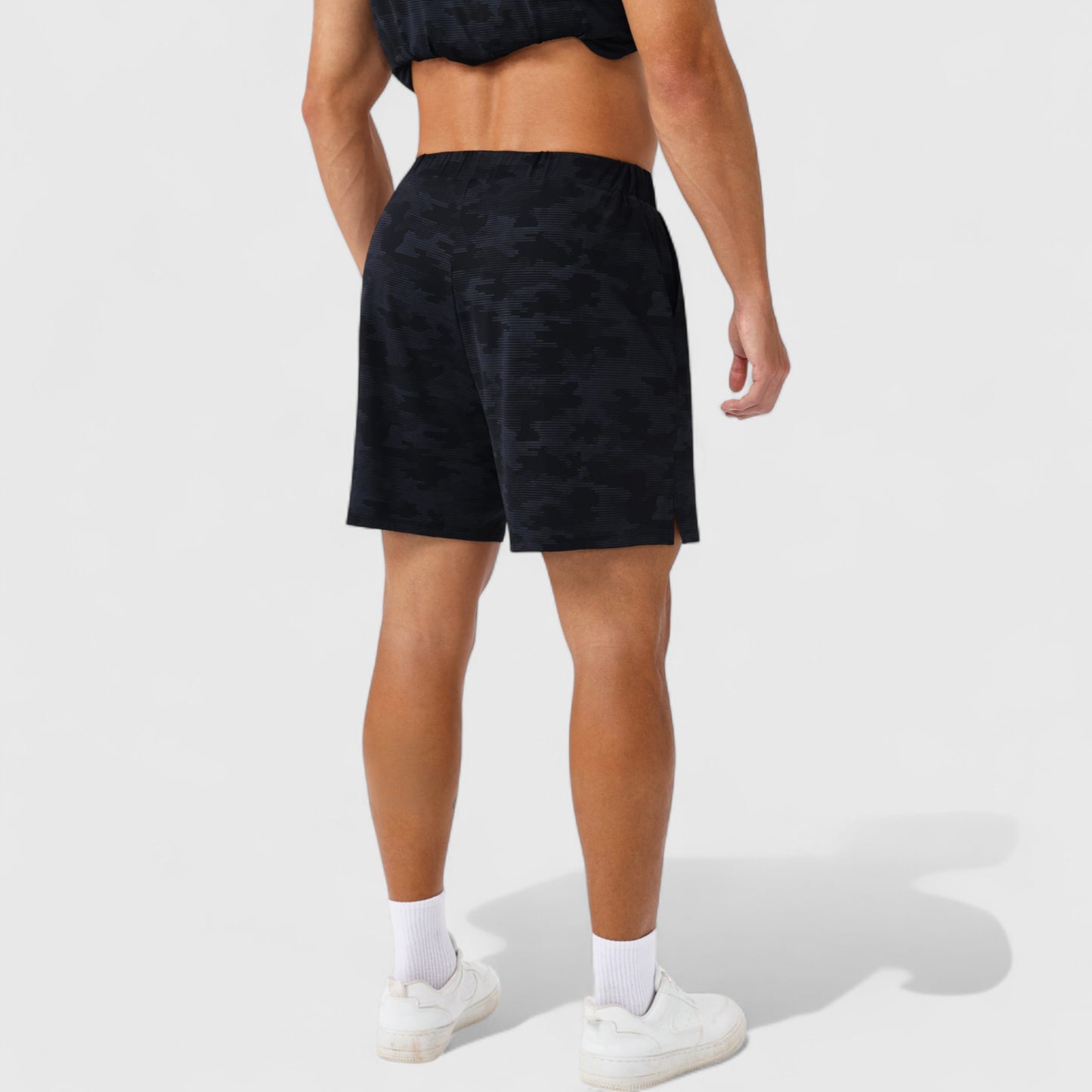 Men's Printed Athletic Shorts with Elastic Waistband and Side Pockets