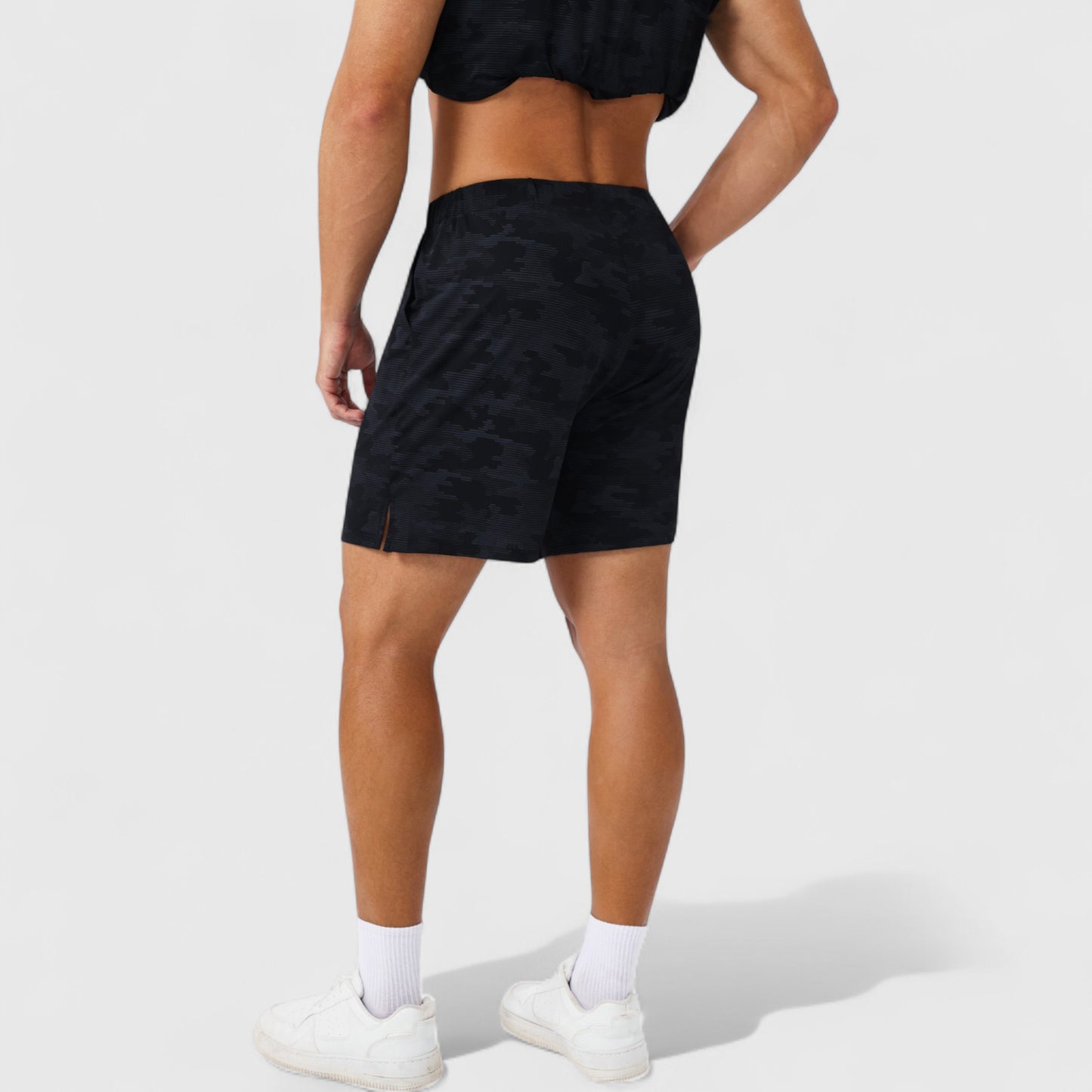 Men's Printed Athletic Shorts with Elastic Waistband and Side Pockets