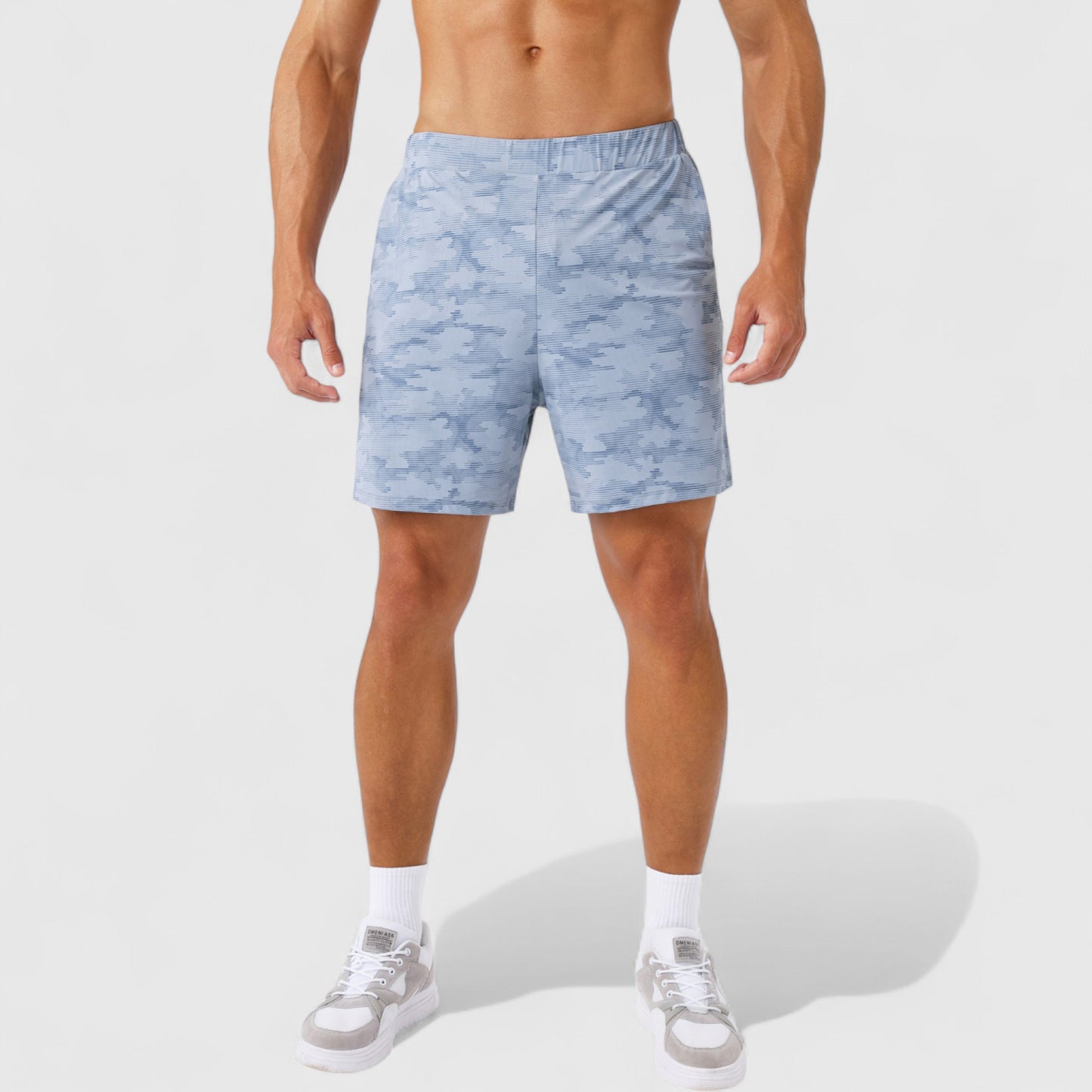 Men's Printed Athletic Shorts with Elastic Waistband and Side Pockets