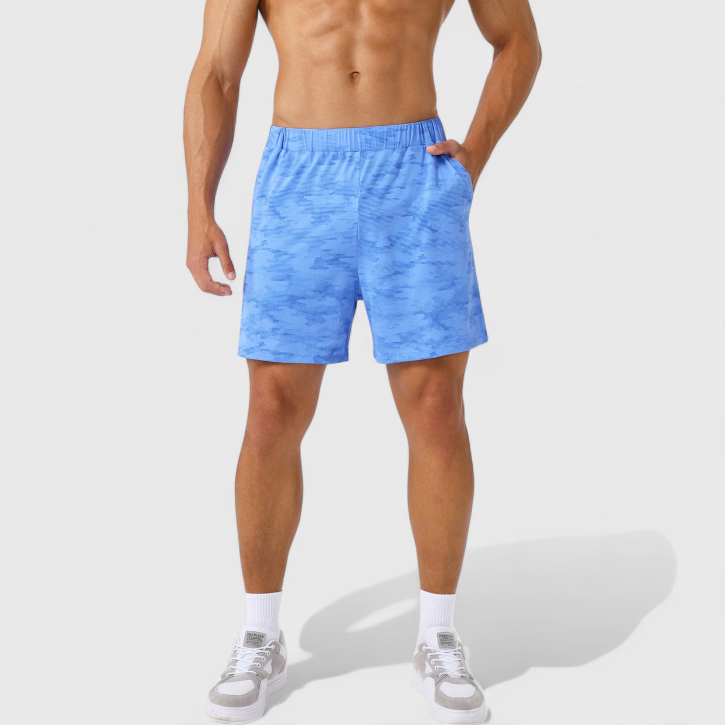 Men's Printed Athletic Shorts with Elastic Waistband and Side Pockets