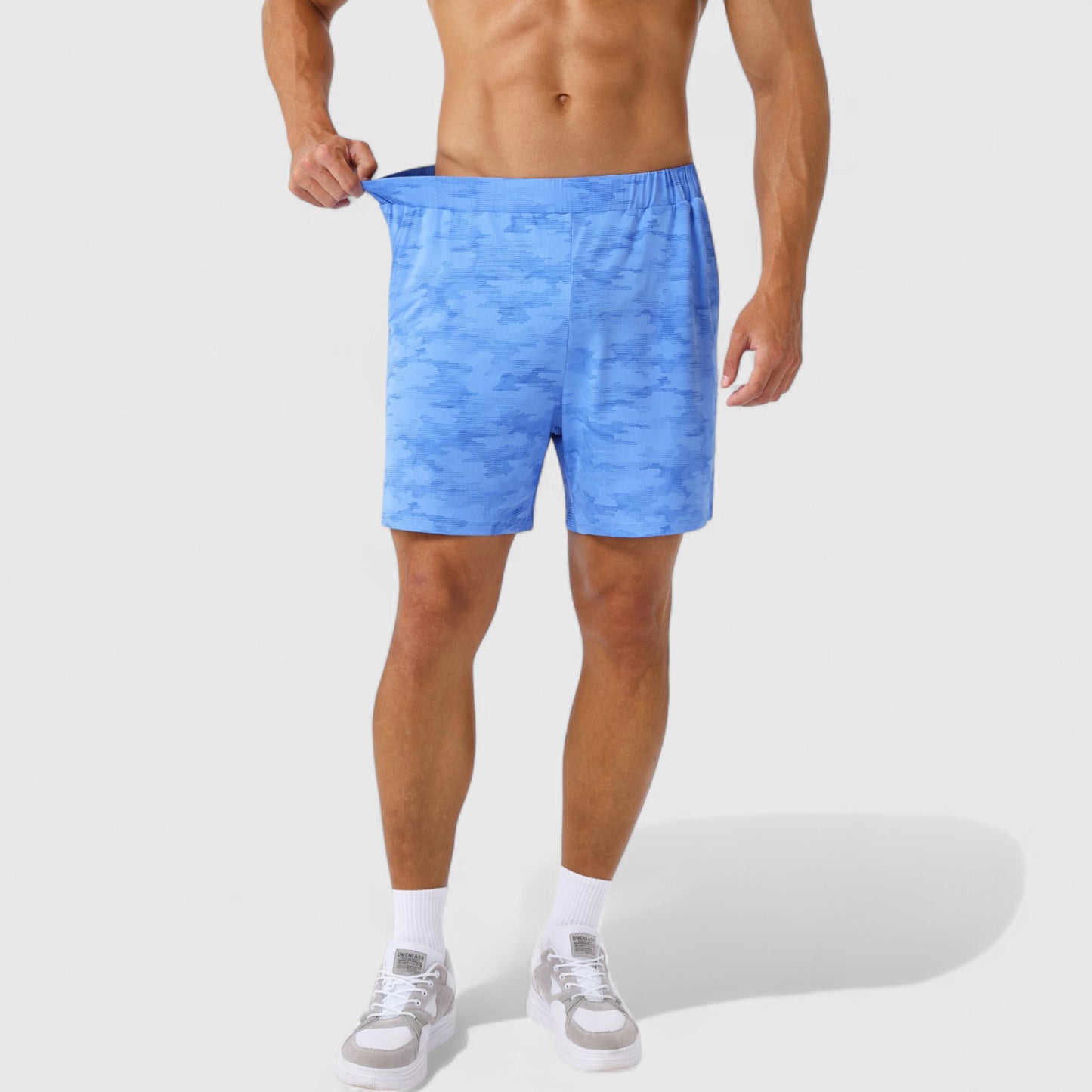 Men's Printed Athletic Shorts with Elastic Waistband and Side Pockets