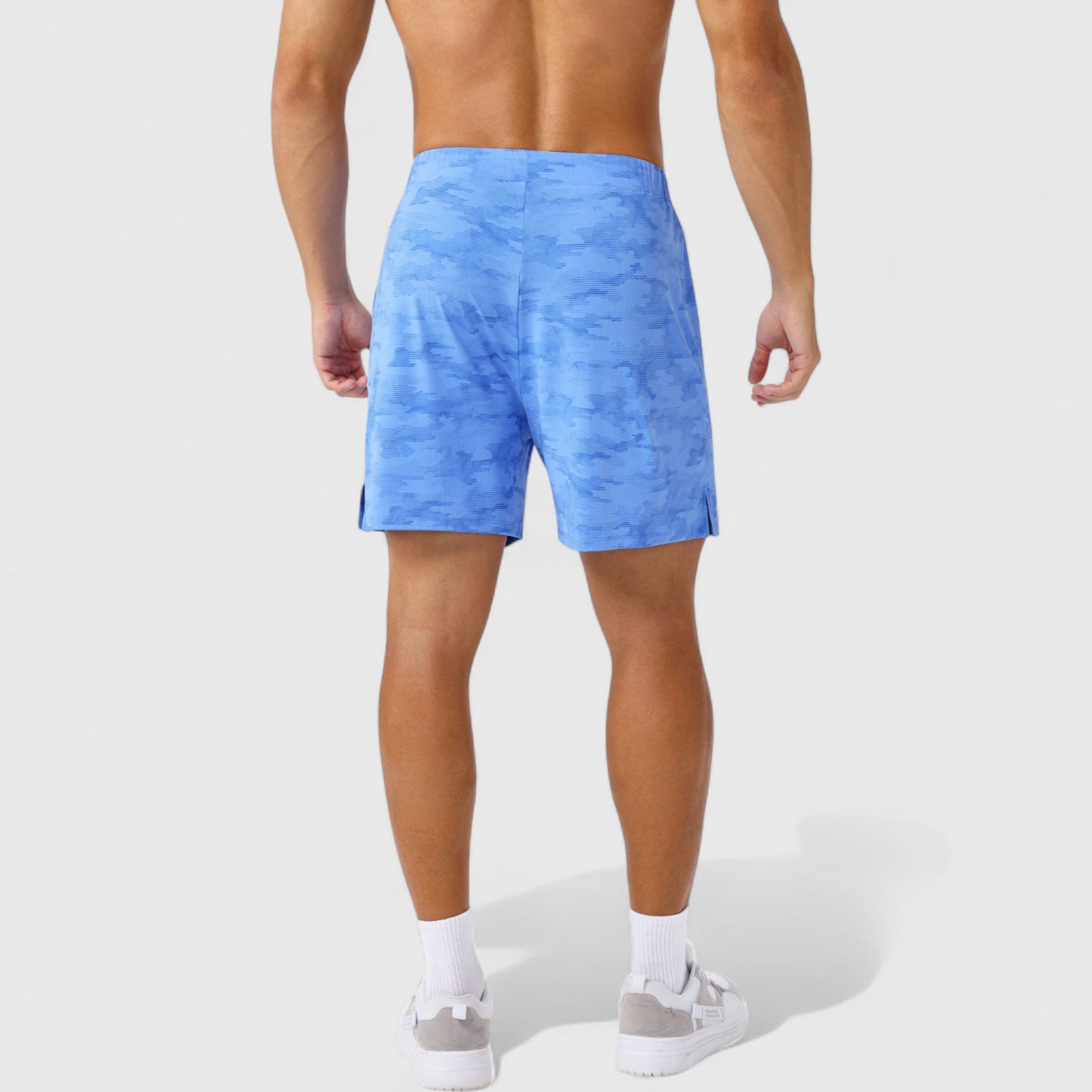 Men's Printed Athletic Shorts with Elastic Waistband and Side Pockets