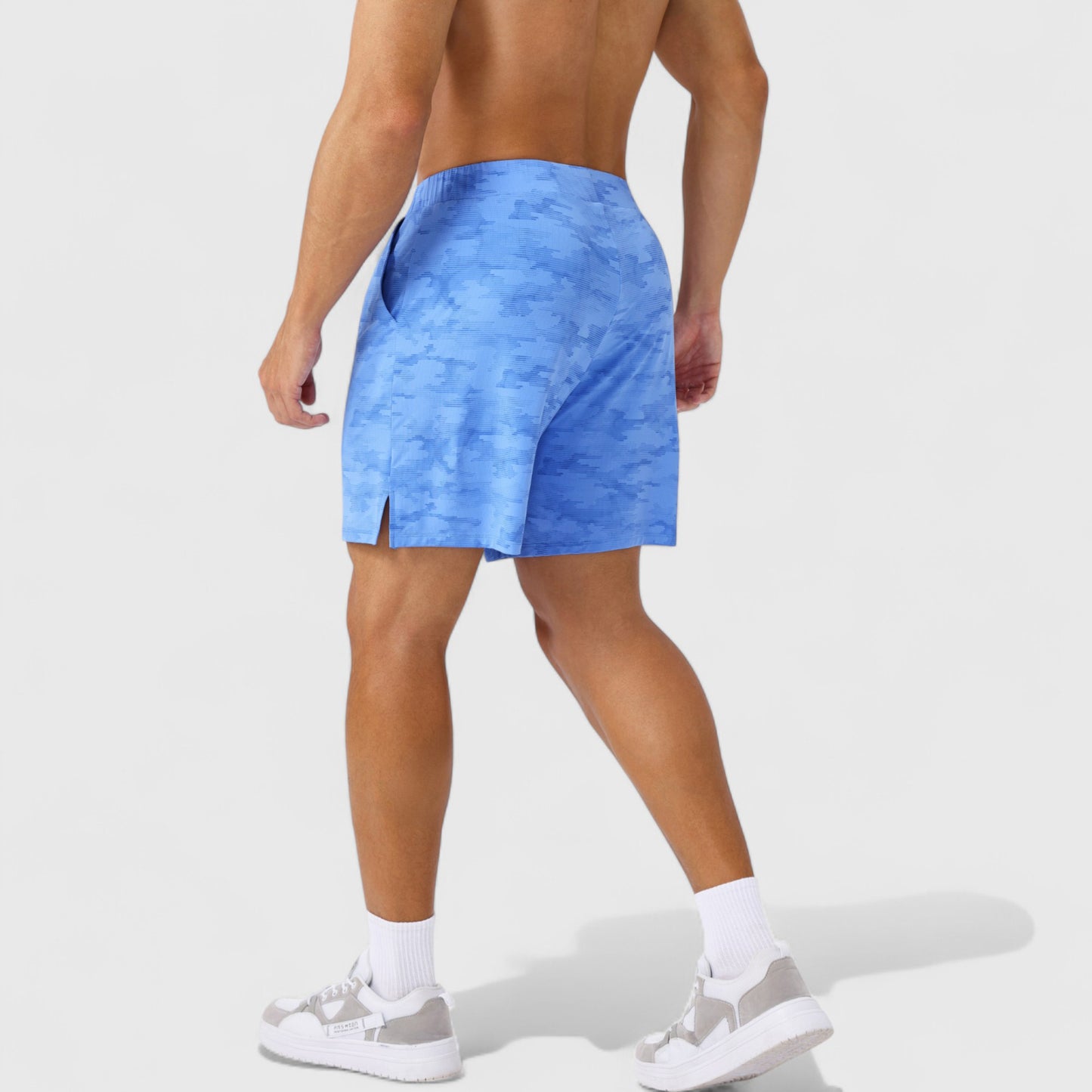 Men's Printed Athletic Shorts with Elastic Waistband and Side Pockets