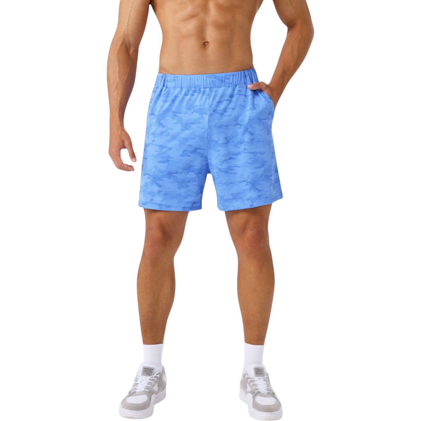 Men's Printed Athletic Shorts with Elastic Waistband and Side Pockets